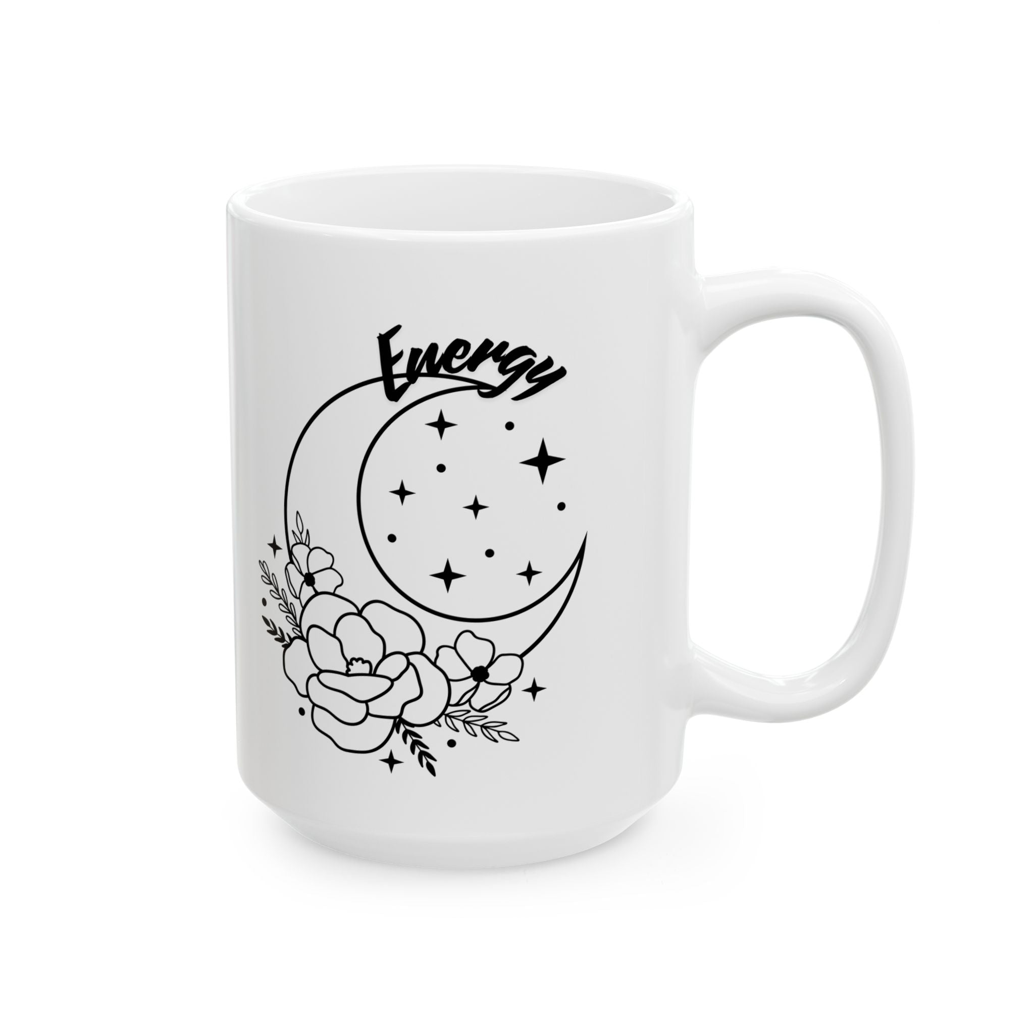 Moon Phase Floral Ceramic Mug | Empowering Gift for Coffee Lovers, Flower Lover's Mug, Astrology Coffee Cup, Celestial Drinkware
