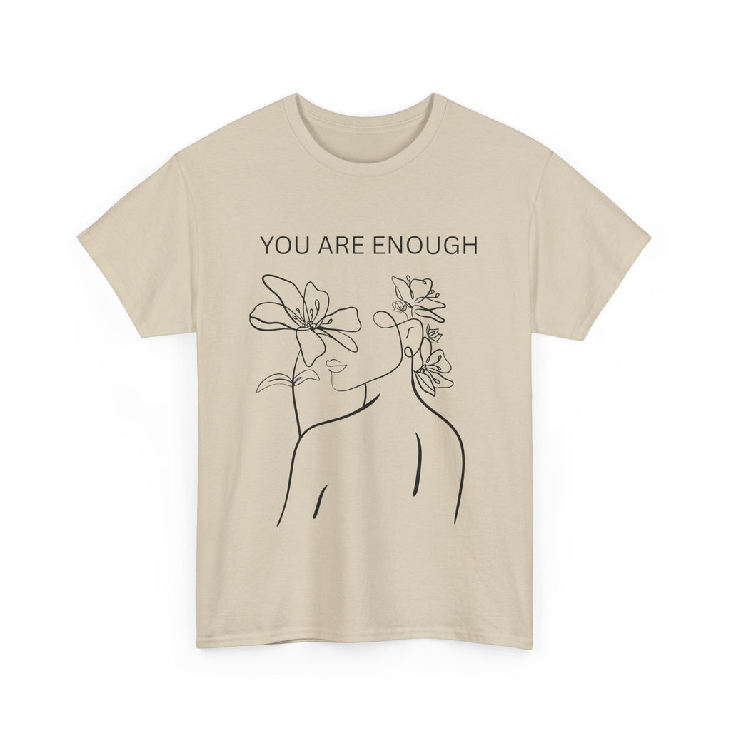 Inspirational Floral Tee, Unisex Heavy Cotton T-Shirt with 'You Are Enough' Design, Motivational Gift, Self-Love Apparel, Positive [...]