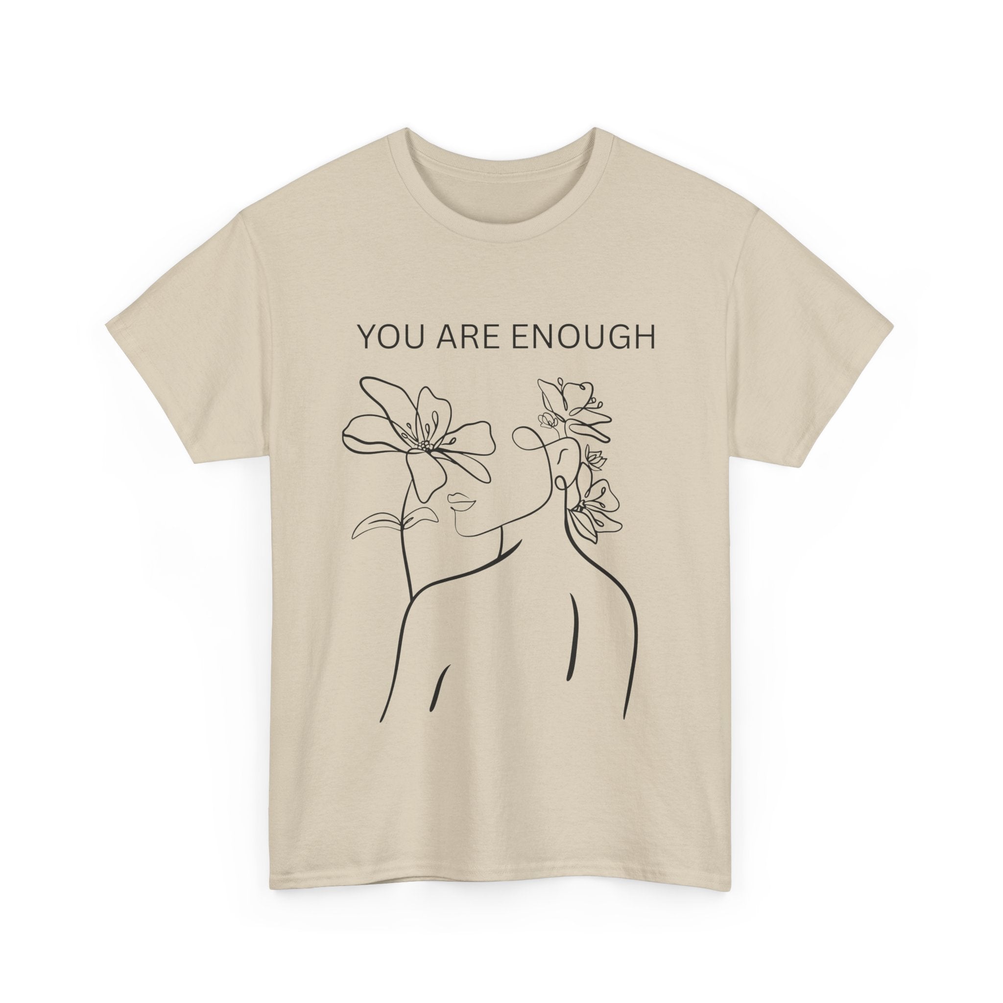 Inspirational Floral Tee, Unisex Heavy Cotton T-Shirt with 'You Are Enough' Design, Motivational Gift, Self-Love Apparel, Positive [...]