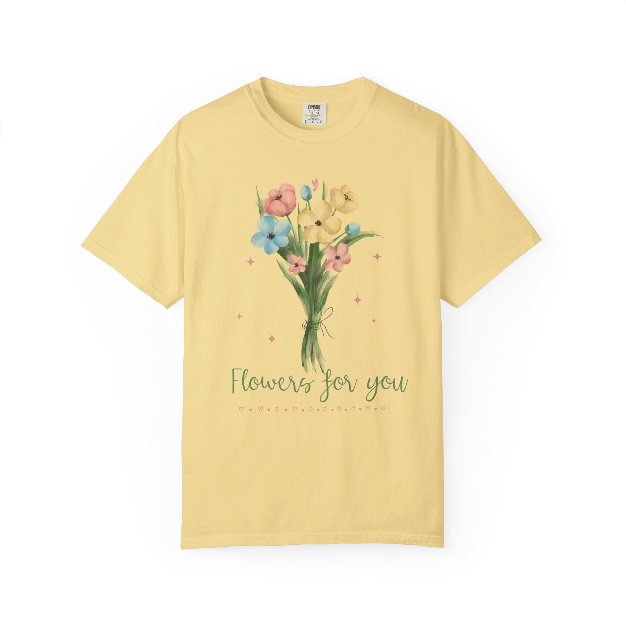 Flower Bouquet Unisex Garment-Dyed T-shirt, Spring Gift, Casual Wear, Floral Tee, Mother's Day Top, Gardening Shirt