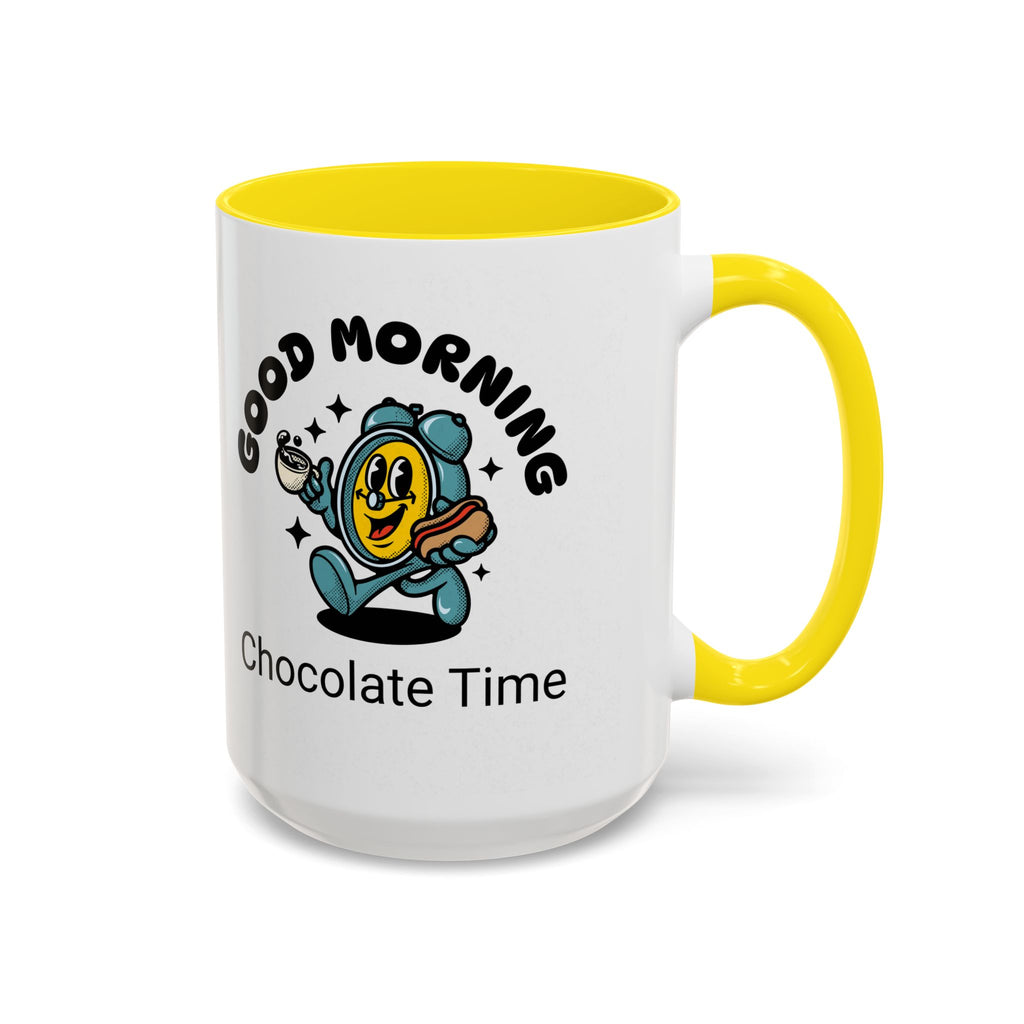 Cheerful Accent Coffee Mug, Good Morning Mug, Hot Beverage Cup, Chocolate Time Gift, Fun Kitchen Decor