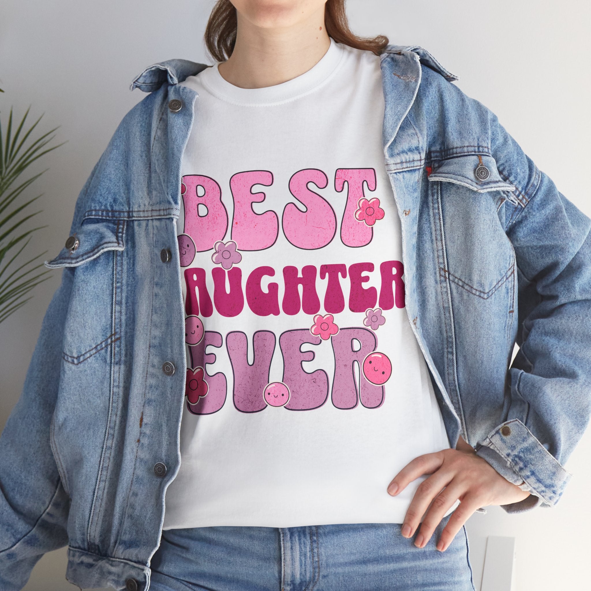 Best Daughter Ever T-Shirt — Cute Pink Retro Typography Tee for Daughters, Mother's Day Gift