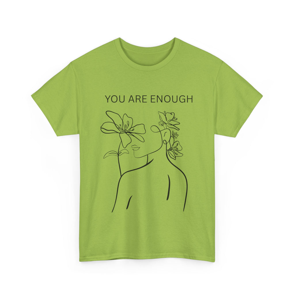 Inspirational Floral Tee, Unisex Heavy Cotton T-Shirt with 'You Are Enough' Design, Motivational Gift, Self-Love Apparel, Positive [...]