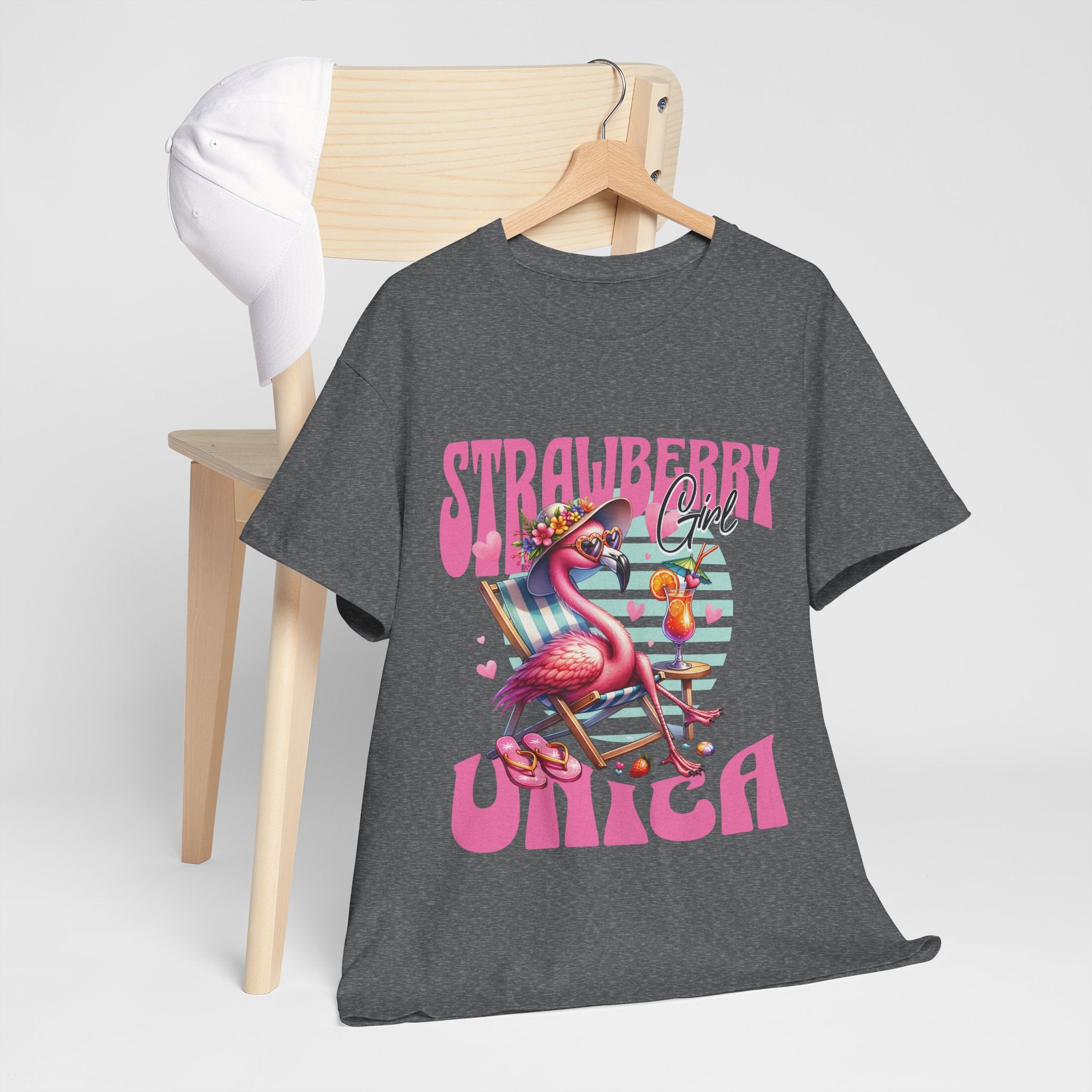 Strawberry Girl Unisex Heavy Cotton Tee - Summer Vibes T-Shirt