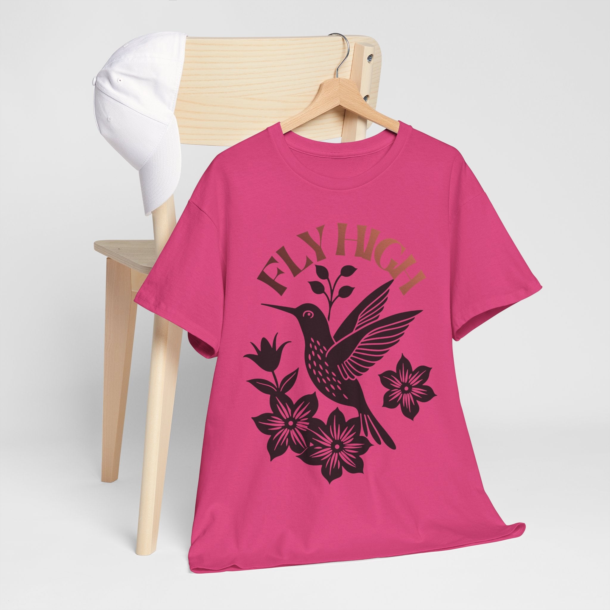 Fly High Hummingbird T-Shirt — Floral Retro Nature Tee