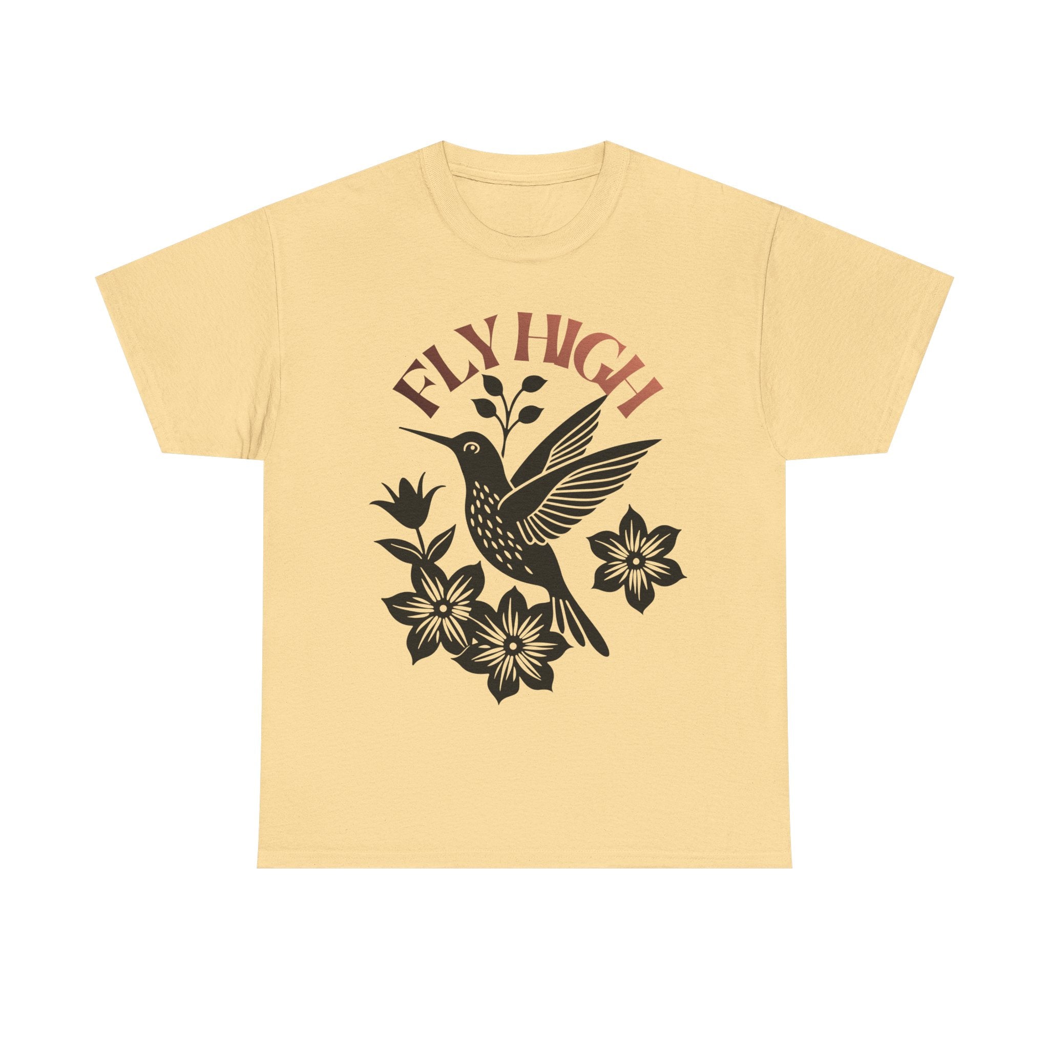 Fly High Hummingbird T-Shirt — Floral Retro Nature Tee