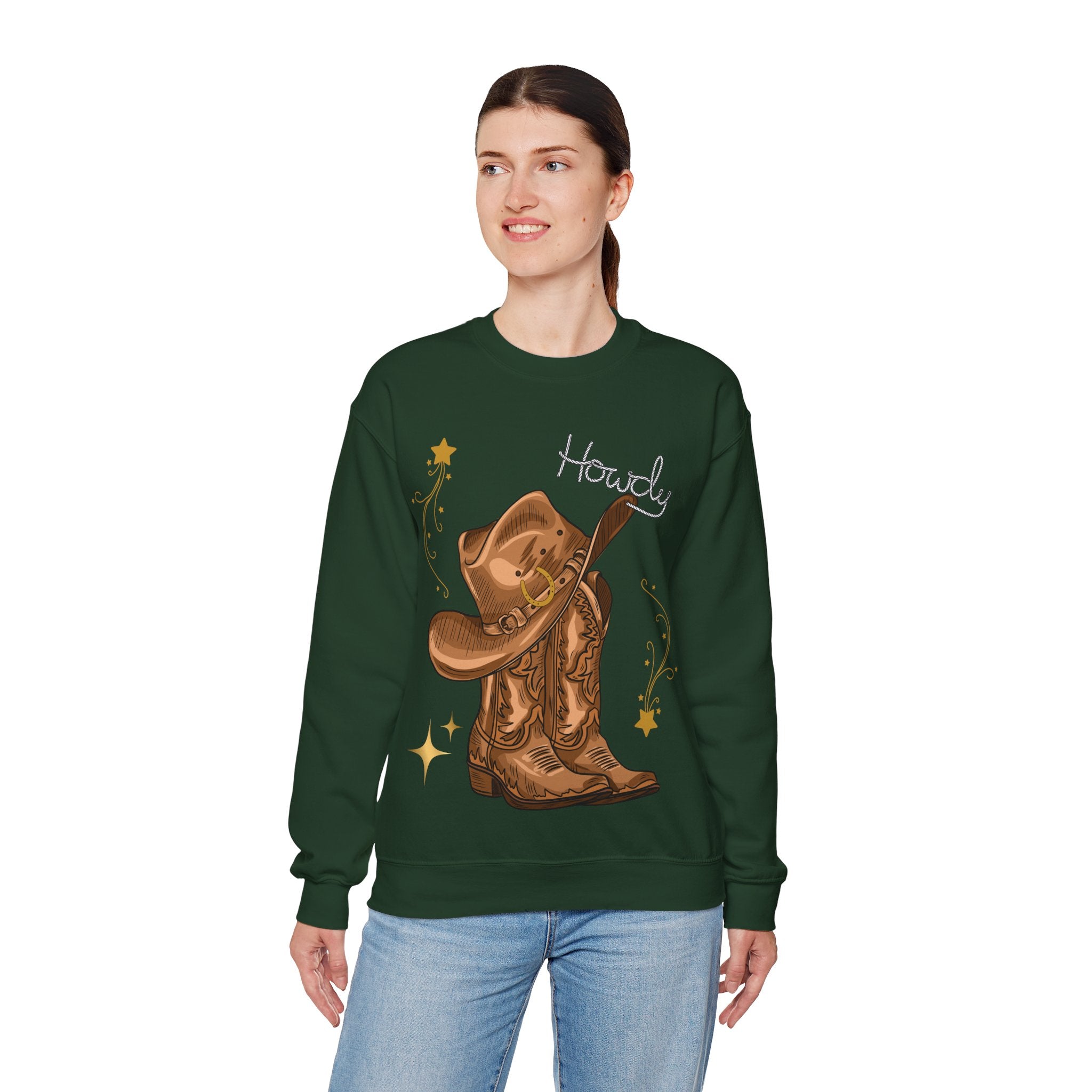 Howdy Cowboy Crewneck Sweatshirt | Unisex Sweatshirt, Western Apparel, Fall Fashion, Gift for Him/Her, Casual Wear