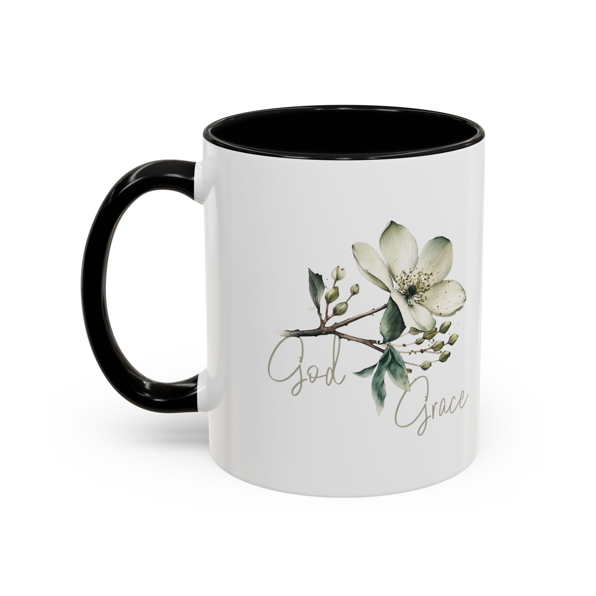 Floral Accent Coffee Mug | God Grace Gift, Nature-Inspired Tea Cup, Inspirational Drinkware for Home, Office, Mother's Day