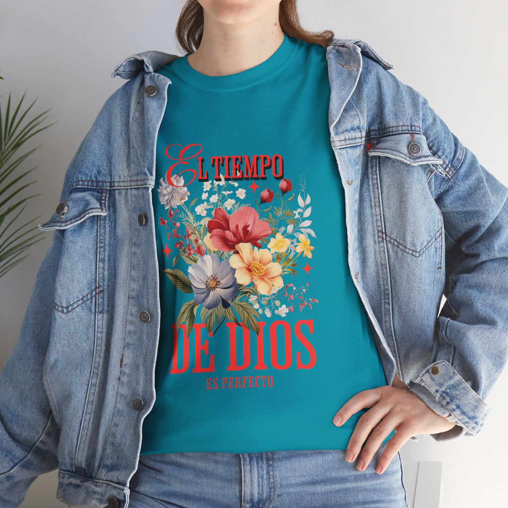 Floral Quote Tee, Unisex Heavy Cotton Tee for Faith and Inspiration, Cute T-Shirt for Spring, Inspirational Gift for Friends, [...]