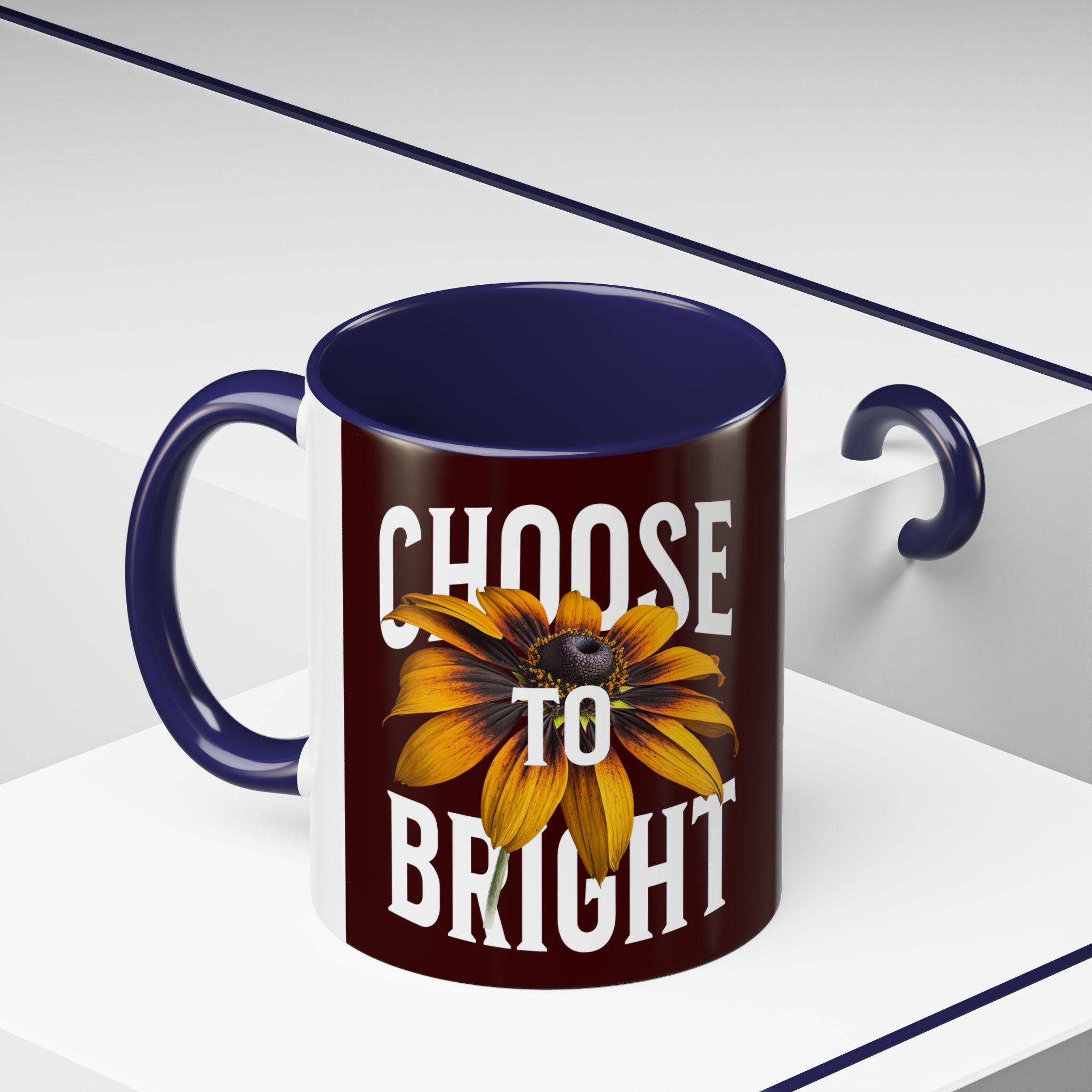 Choose to Be Bright Coffee Mug — Sunflower Accent Ceramic Mug (11/15oz)