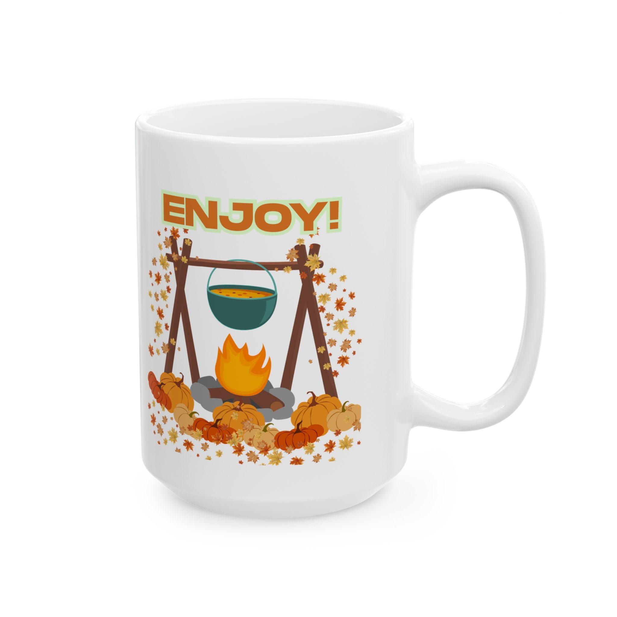 Autumn Harvest Ceramic Mug - Enjoy Autumn, Fall Coffee Mug, Cozy Drinkware, Pumpkin Spice Lover, Seasonal Gift