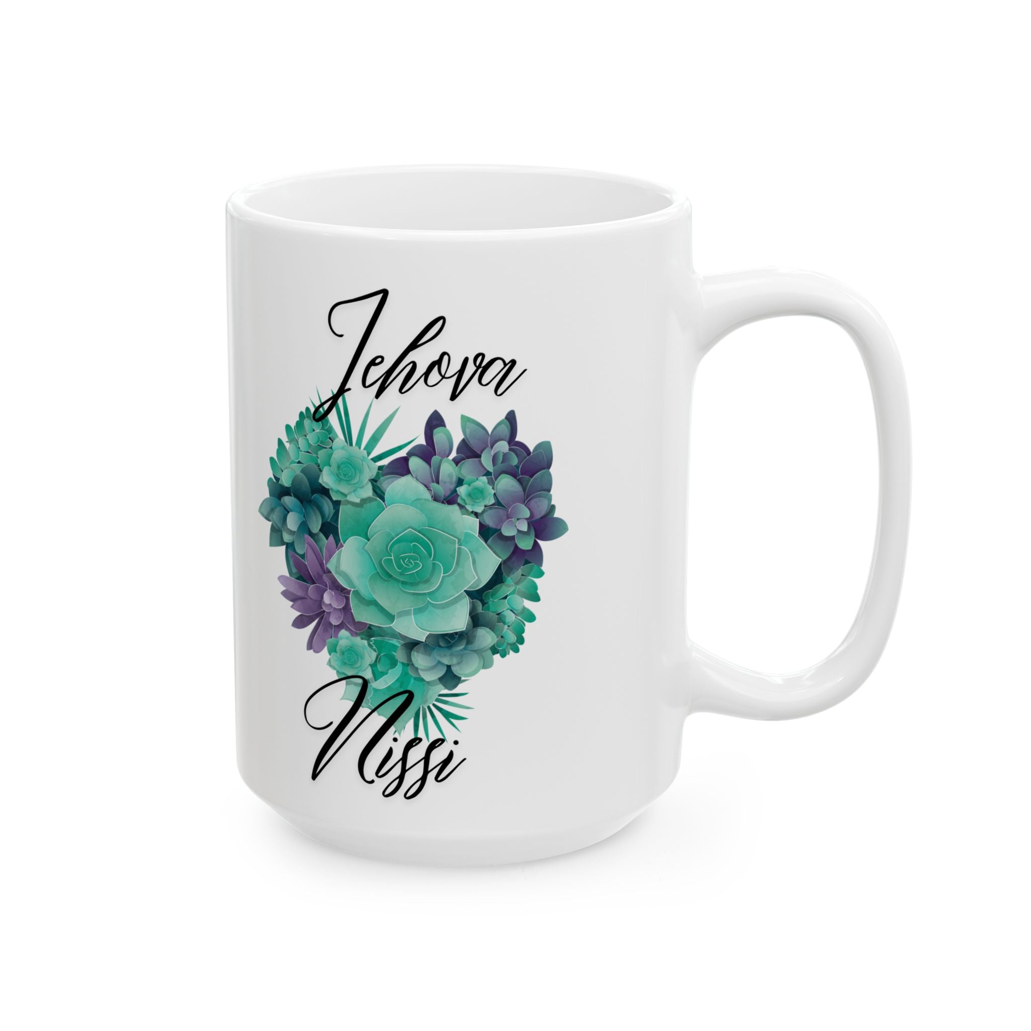 Succulent Love Ceramic Mug – 'I Love You More' Floral Coffee Cup (11oz & 15oz)