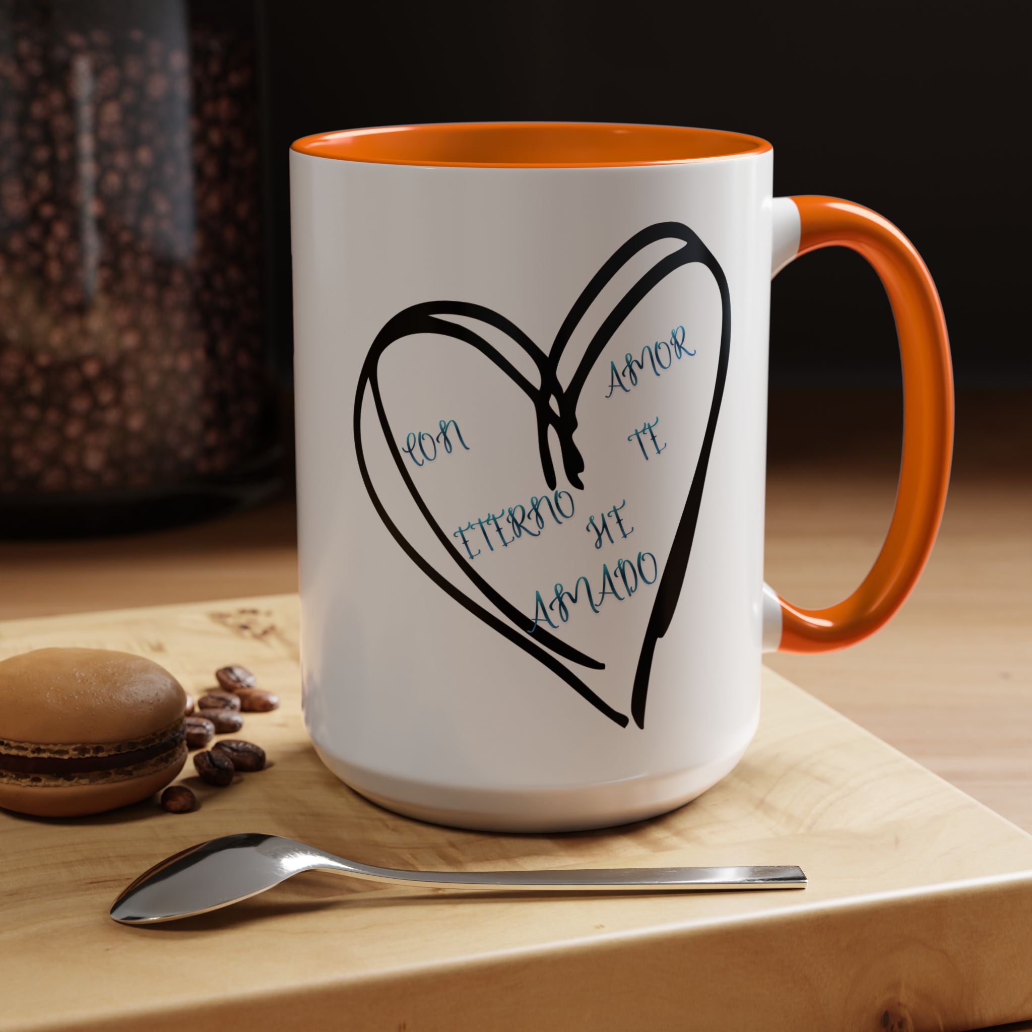 Coffee Mug - Hand-Drawn Heart with Spanish 'Por Amor Te He Amado' Accent
