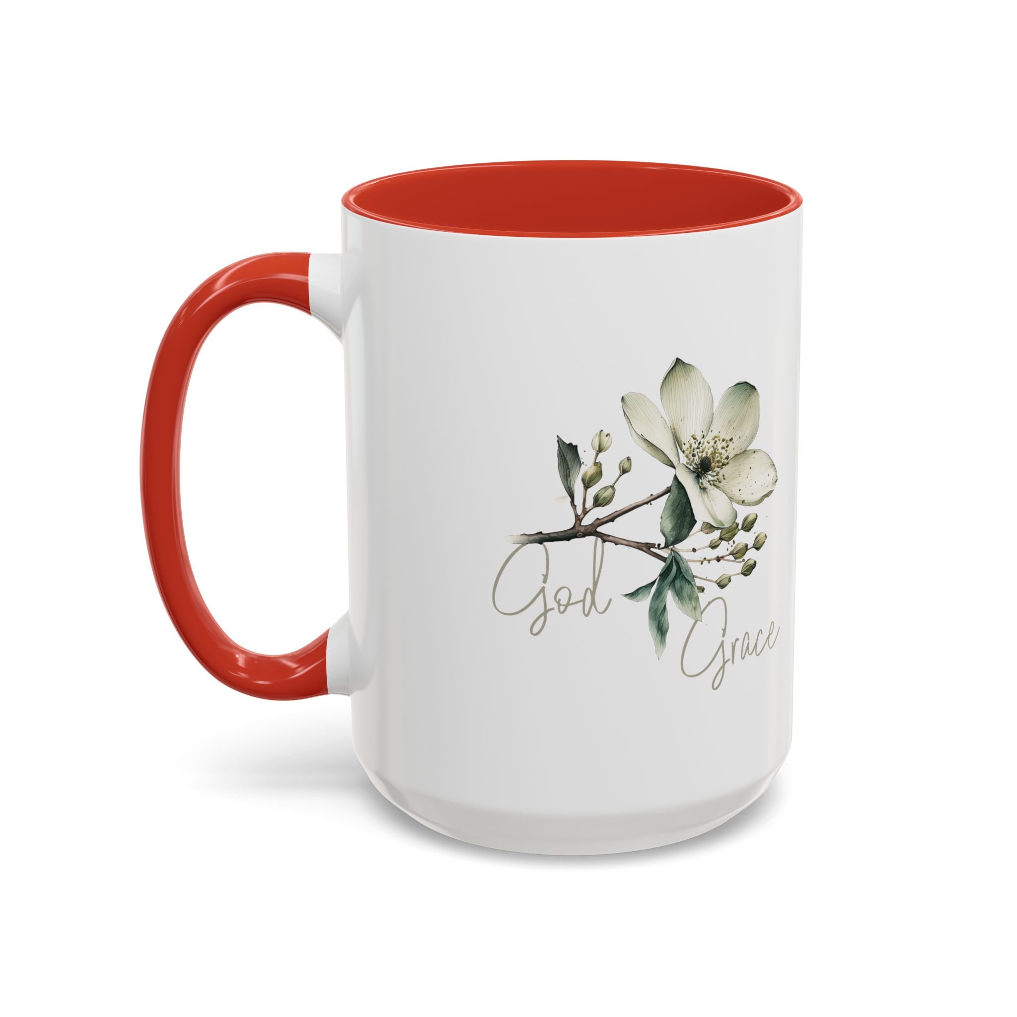 Floral Accent Coffee Mug | God Grace Gift, Nature-Inspired Tea Cup, Inspirational Drinkware for Home, Office, Mother's Day
