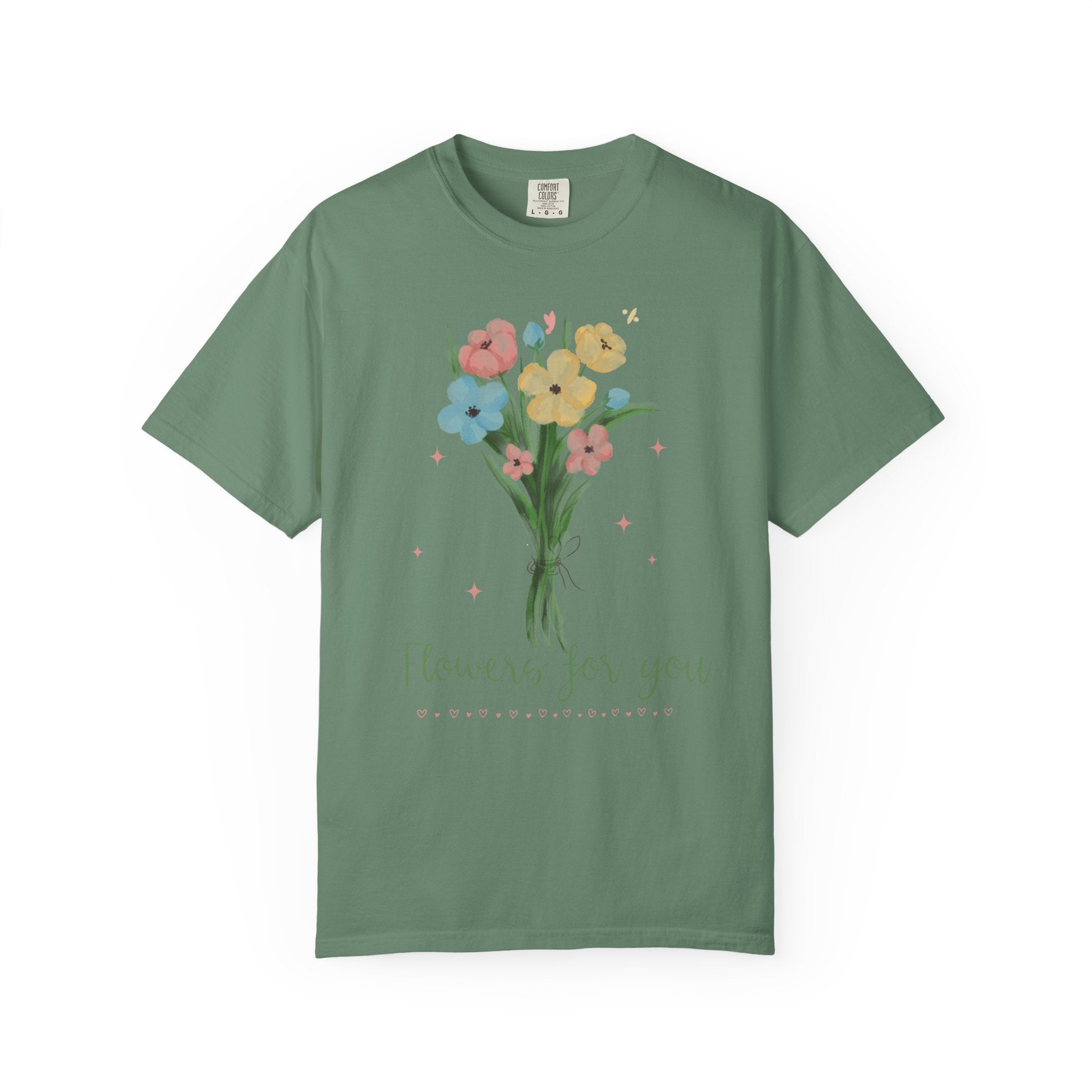 Flower Bouquet Unisex Garment-Dyed T-shirt, Spring Gift, Casual Wear, Floral Tee, Mother's Day Top, Gardening Shirt