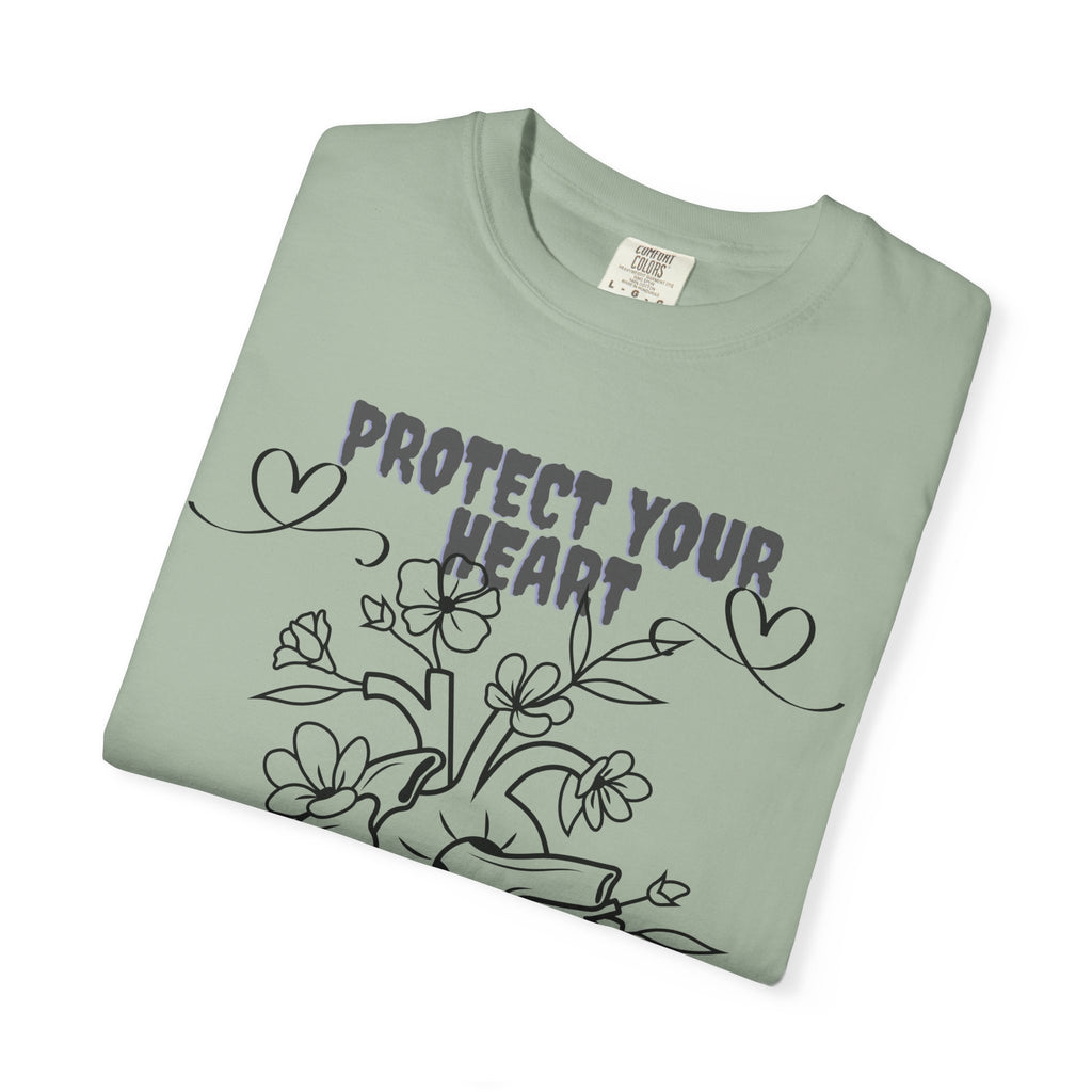 Protect Your Heart T-Shirt | Unisex Garment-Dyed Tee for Self-Care, Mental Health Awareness, Gifts for Friends, Cute Casual Wear