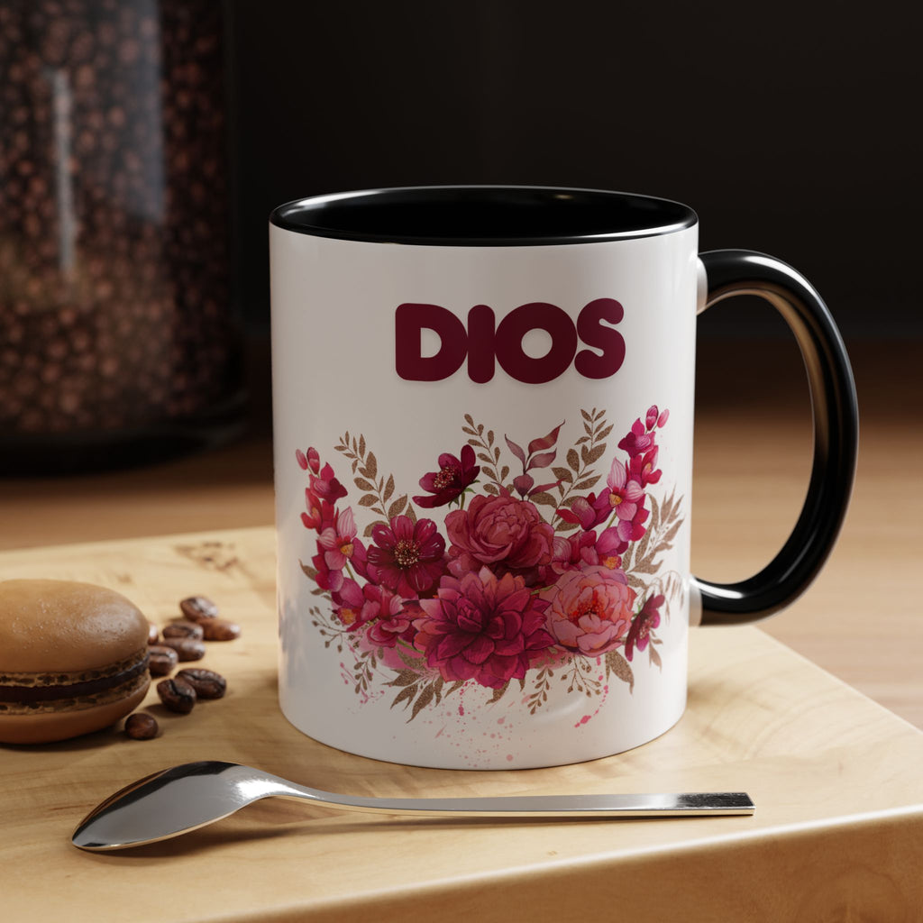 Dios Floral Accent Coffee Mug — 11/15oz Inspirational Christian Tea Cup