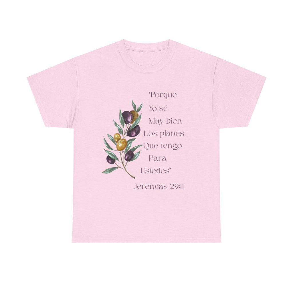 Olive Branch Scripture Tee — Jeremías 29:11 Spanish Floral Bible Verse T-Shirt