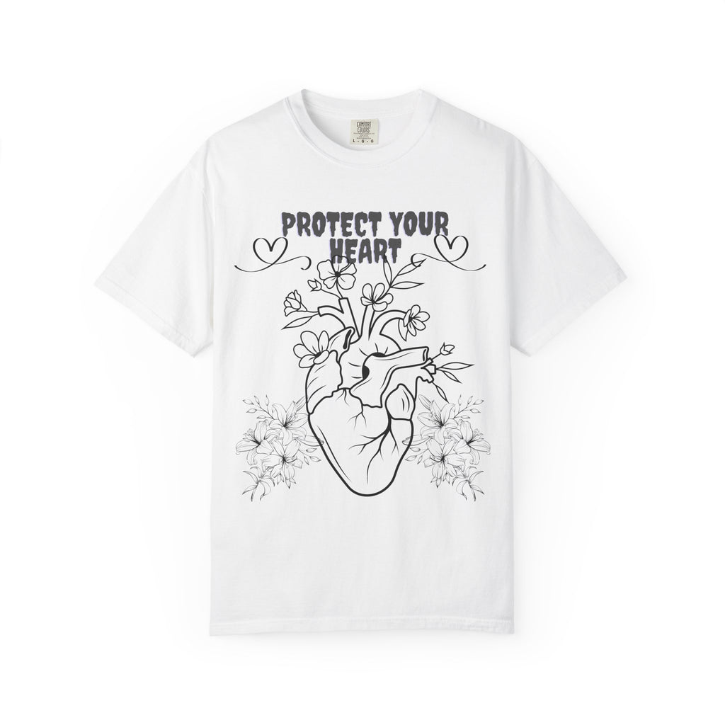Protect Your Heart T-Shirt | Unisex Garment-Dyed Tee for Self-Care, Mental Health Awareness, Gifts for Friends, Cute Casual Wear