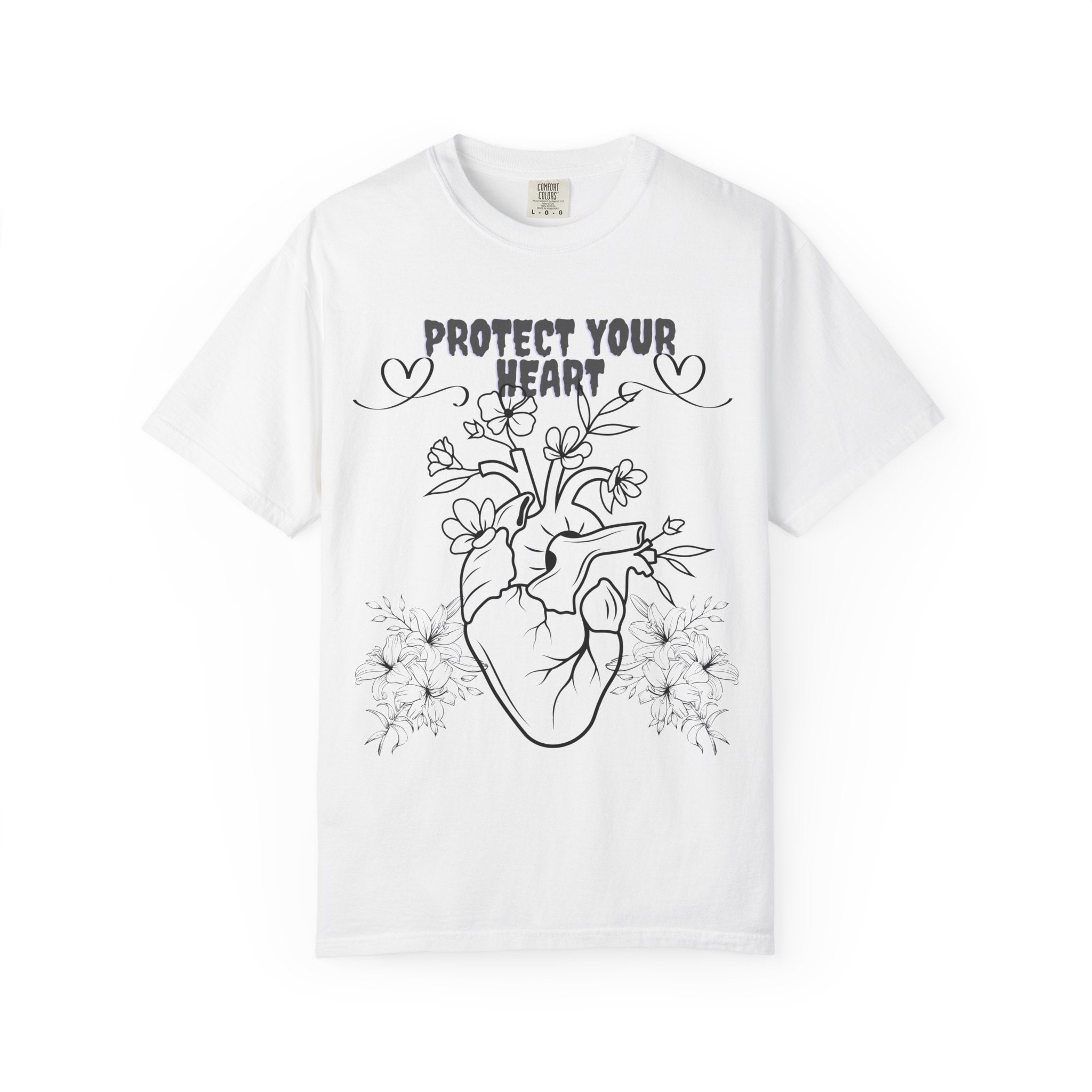 Protect Your Heart T-Shirt | Unisex Garment-Dyed Tee for Self-Care, Mental Health Awareness, Gifts for Friends, Cute Casual Wear