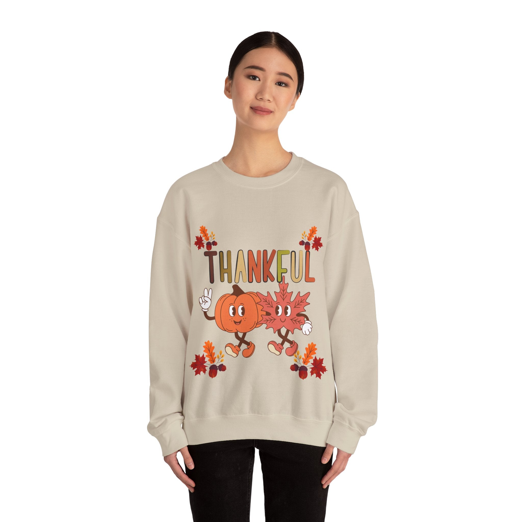 Thankful Autumn Crewneck Sweatshirt, Cozy Fall Sweater, Unisex Sweatshirt, Thanksgiving Gift, Cute Seasonal Apparel