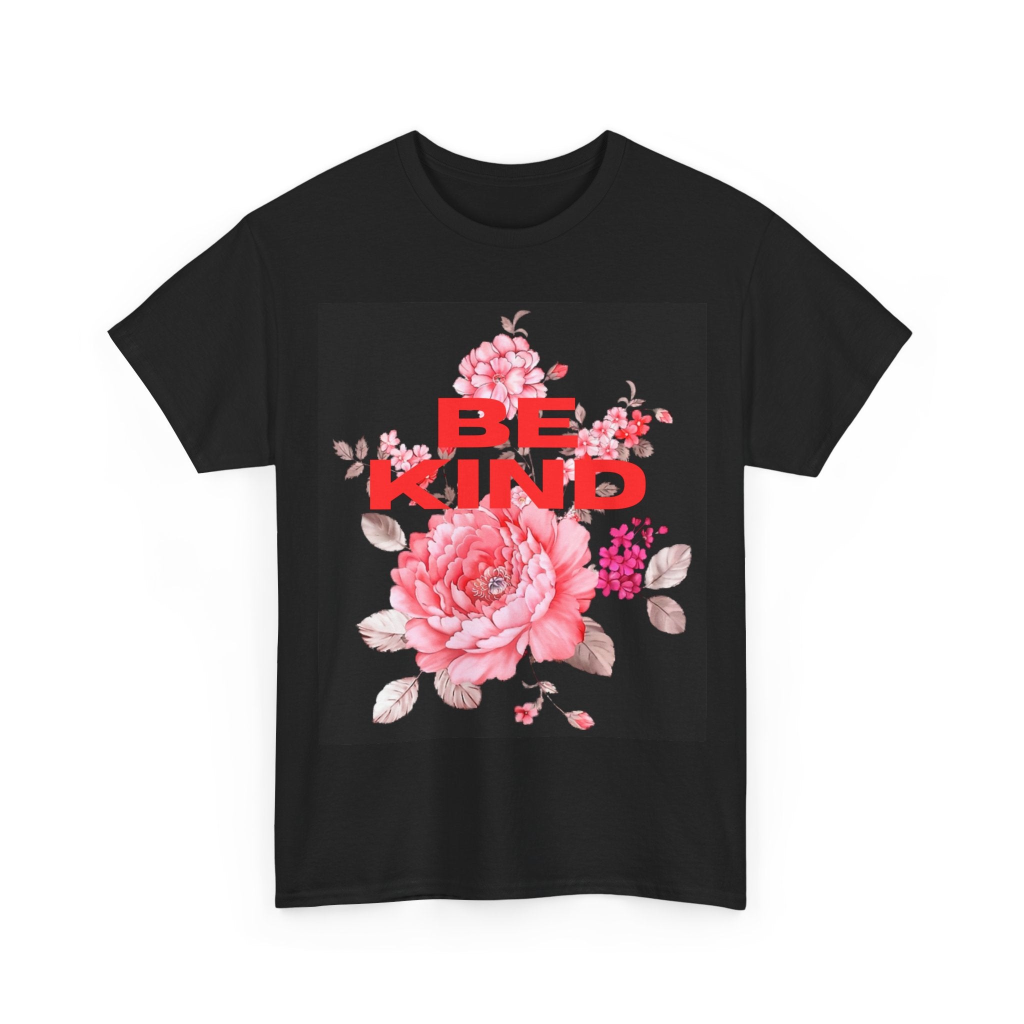 Unisex Heavy Cotton Tee - 'Be Kind' Floral Design, Motivational T-Shirt, Positive Vibes, Gifts for Friends, Casual Wear