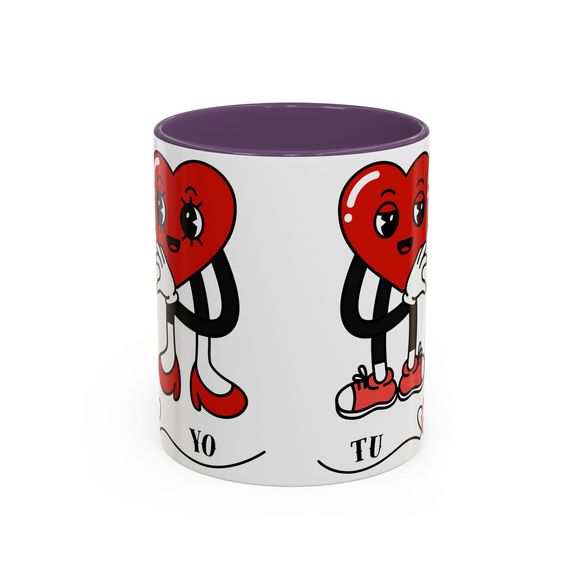 Valentine Heart Couple Coffee Mug – "Tu y Yo" Cute Romantic Accent Mug