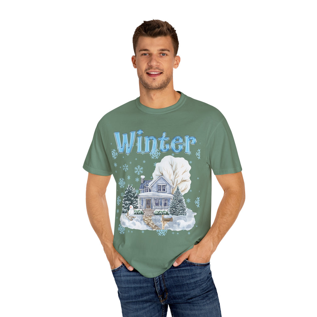 Winter-Themed Unisex Garment-Dyed T-shirt