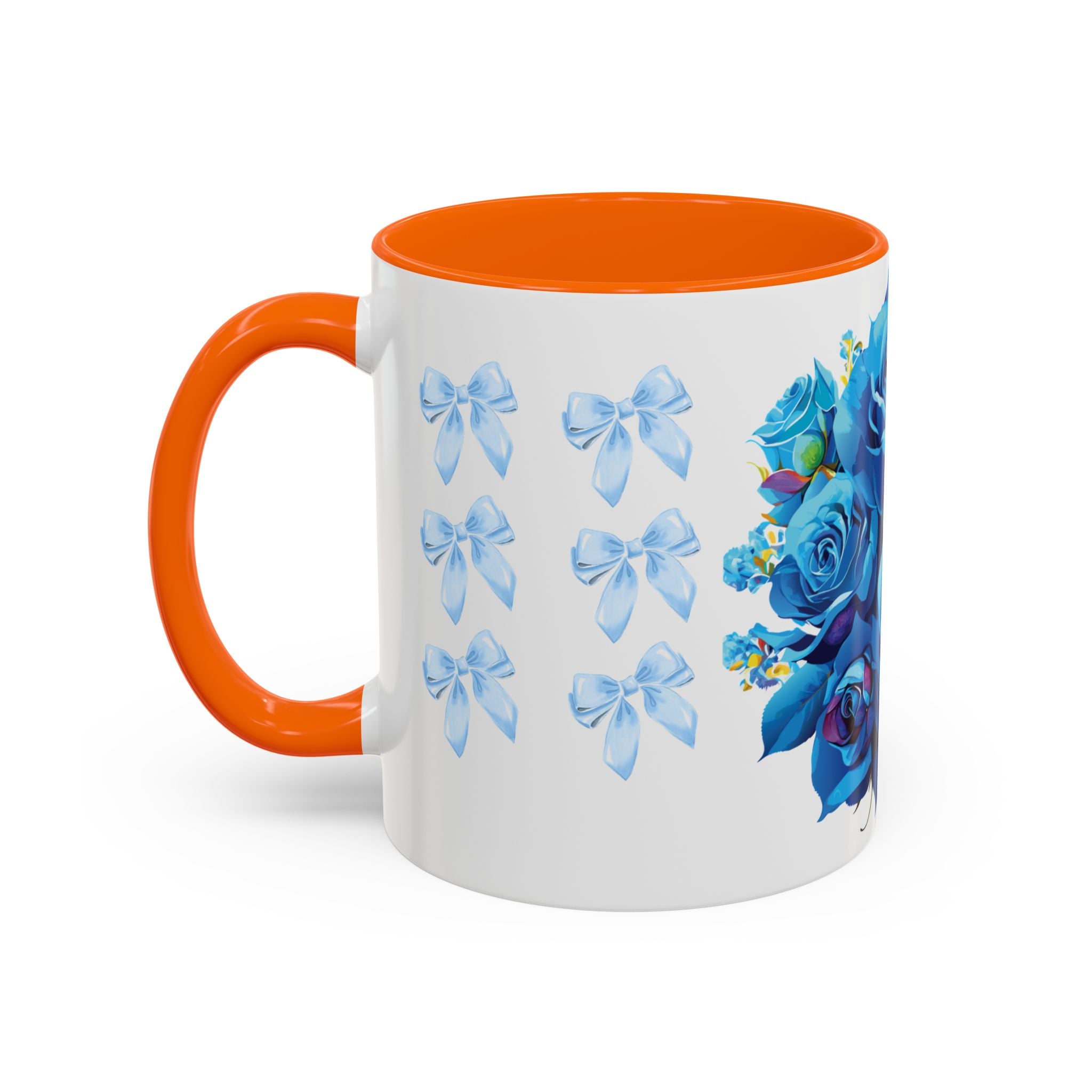 Blue Rose Accent Coffee Mug – Floral Bouquet Design (11/15 oz)