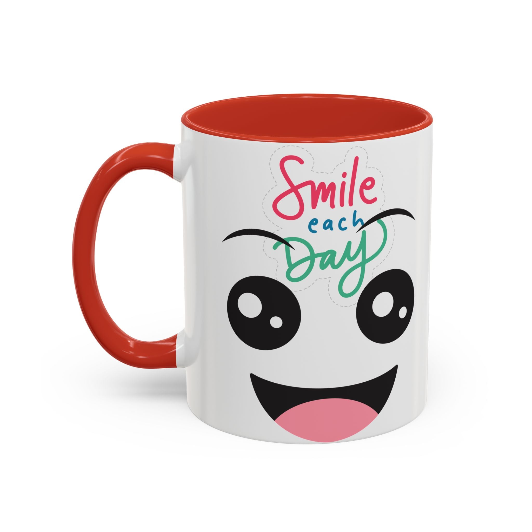 Smile Each Day Coffee Mug — Cute Cartoon Face Accent Mug (11/15oz)