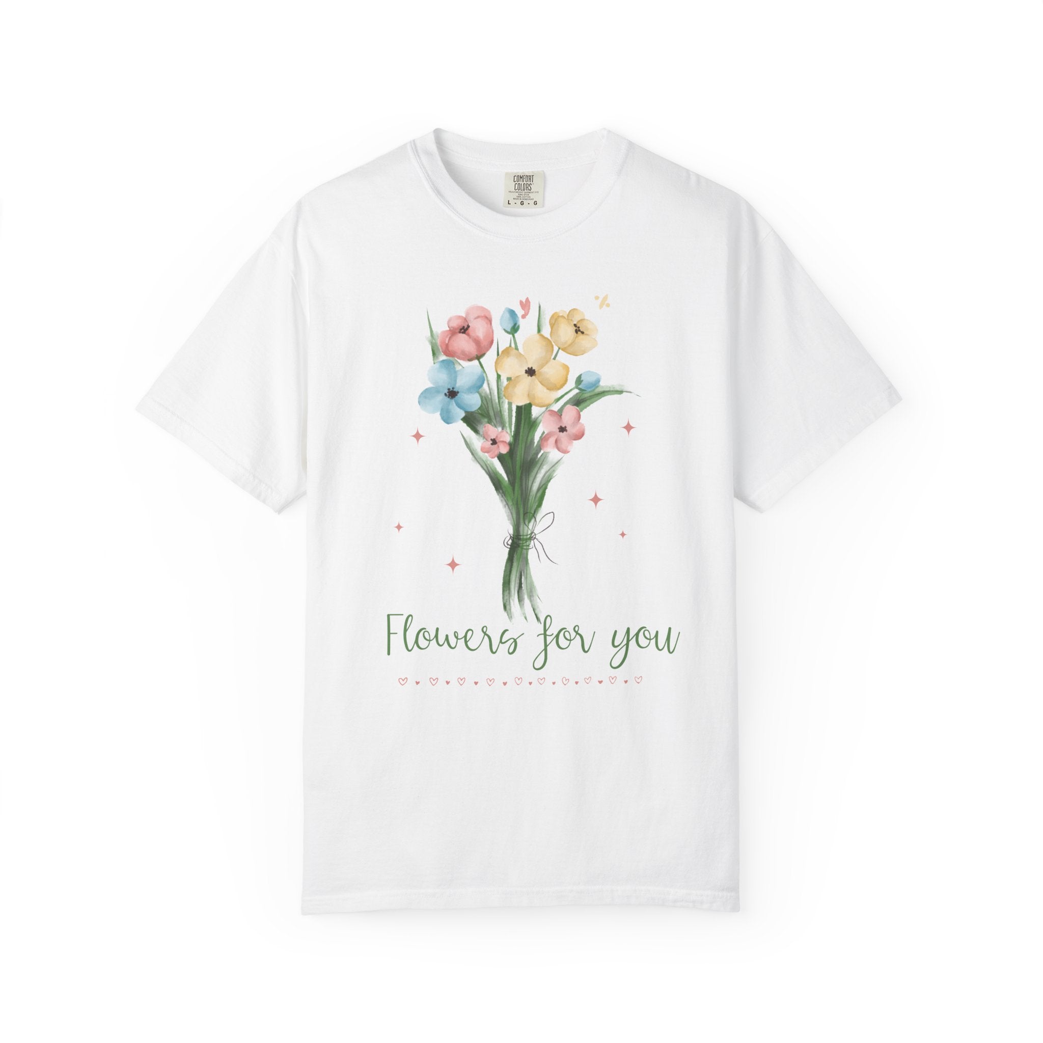 Flower Bouquet Unisex Garment-Dyed T-shirt, Spring Gift, Casual Wear, Floral Tee, Mother's Day Top, Gardening Shirt