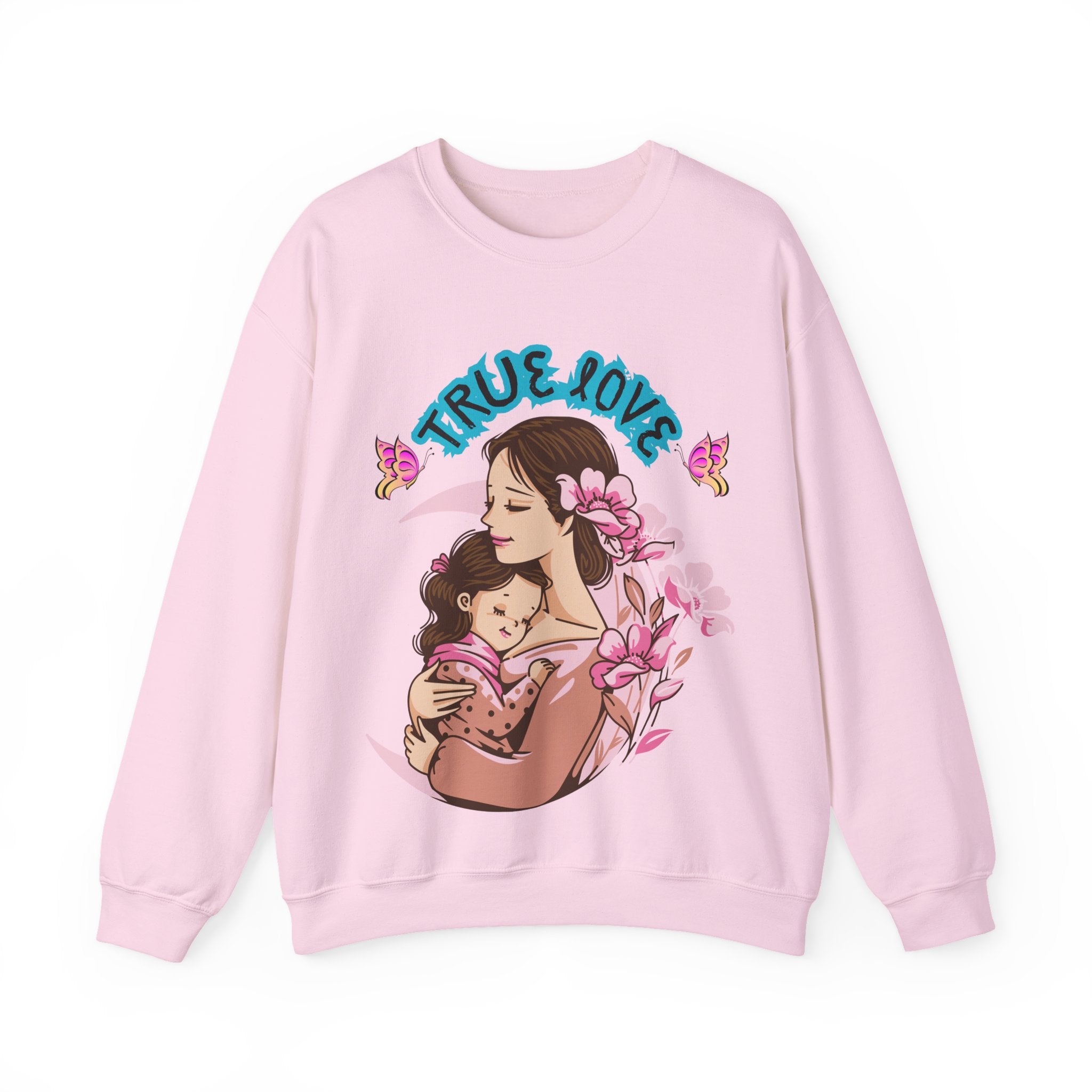 True Love Crewneck Sweatshirt | Family Gift, Mother's Day Apparel, Cozy Sweatshirt, Comfort Wear, Floral Design