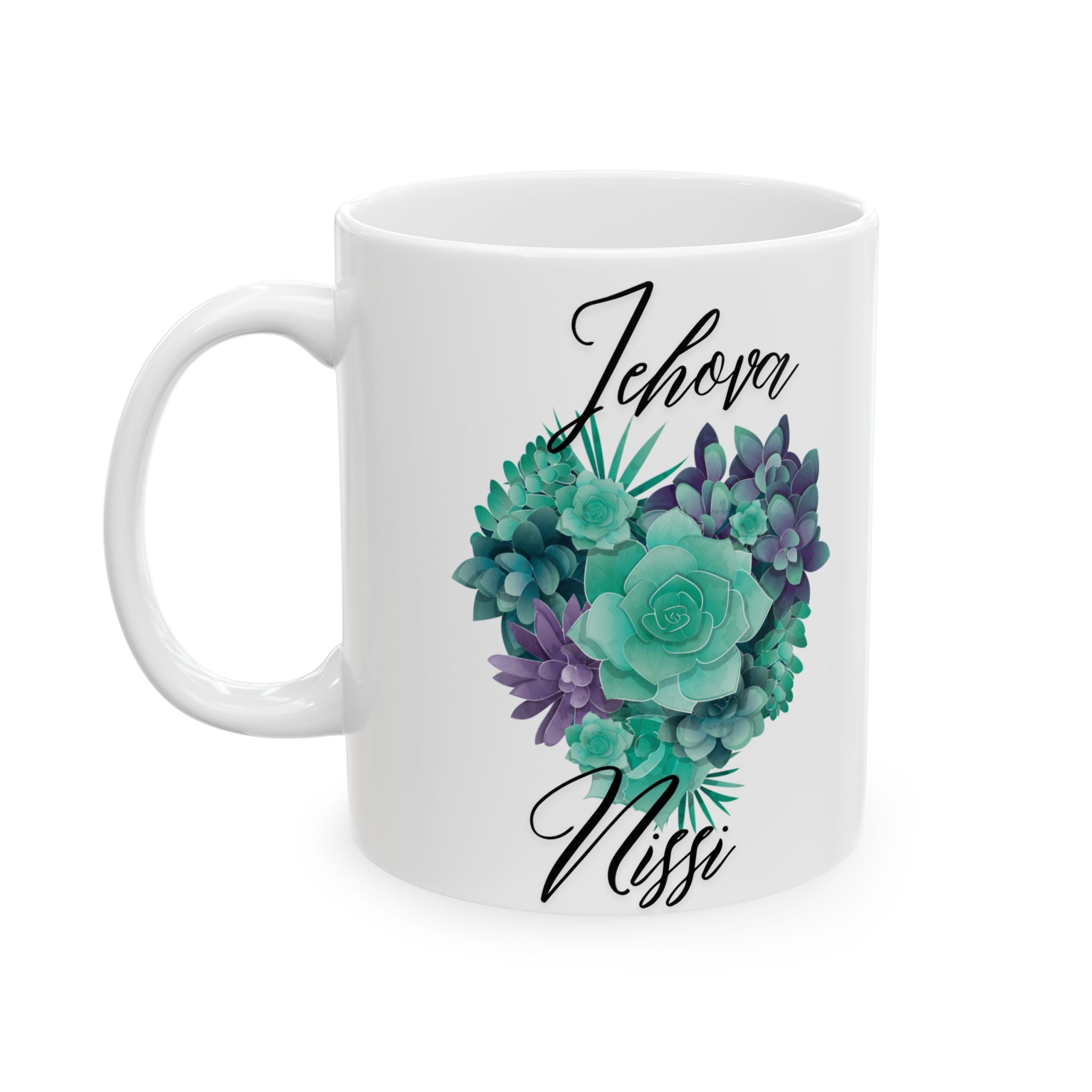 Succulent Love Ceramic Mug – 'I Love You More' Floral Coffee Cup (11oz & 15oz)