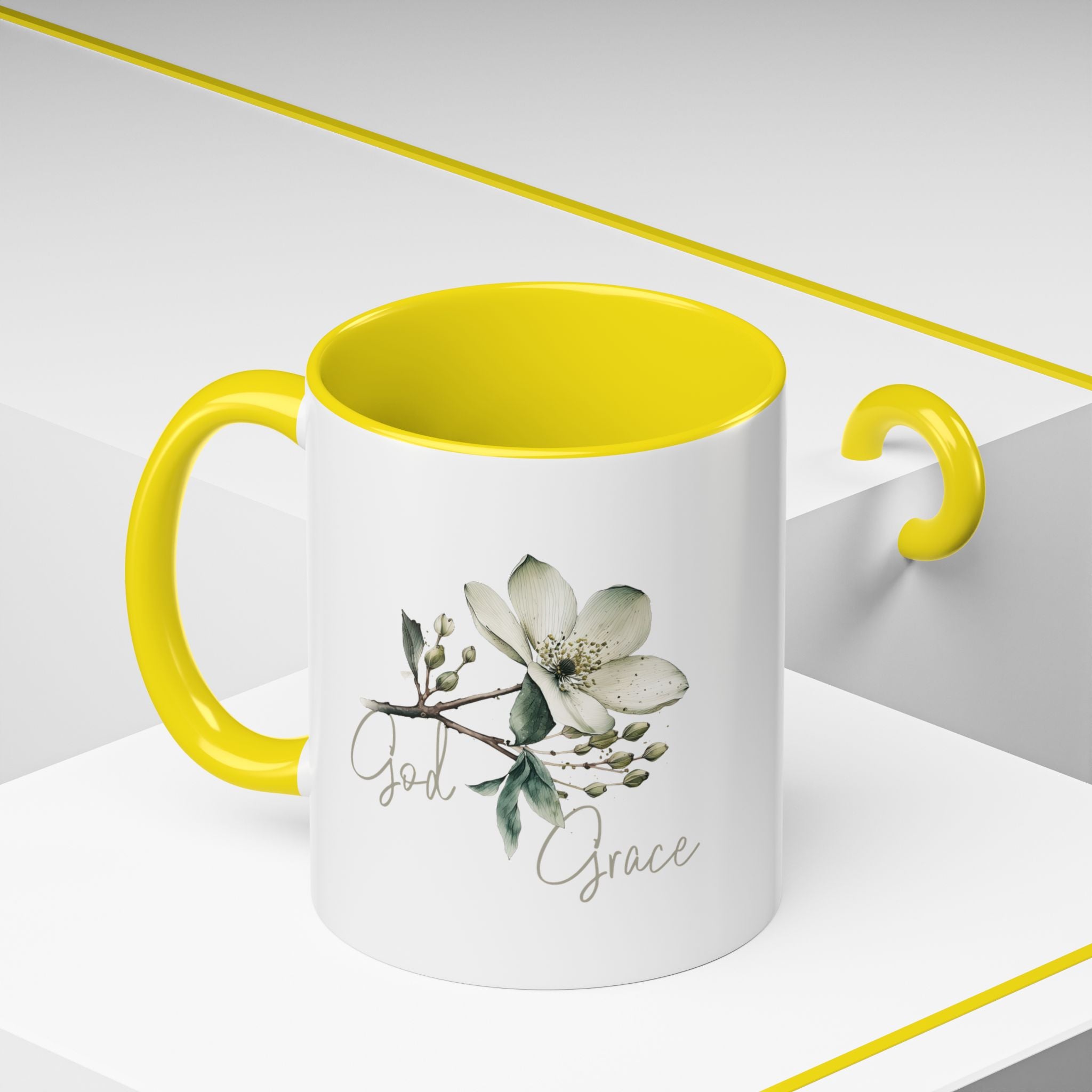 Floral Accent Coffee Mug | God Grace Gift, Nature-Inspired Tea Cup, Inspirational Drinkware for Home, Office, Mother's Day
