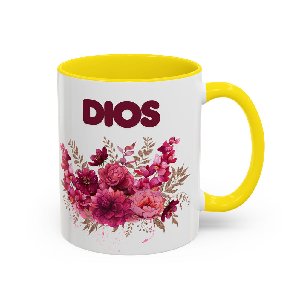 Dios Floral Accent Coffee Mug — 11/15oz Inspirational Christian Tea Cup