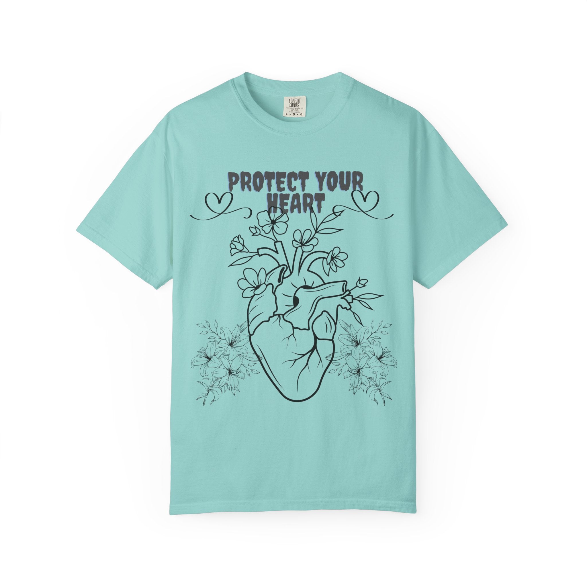 Protect Your Heart T-Shirt | Unisex Garment-Dyed Tee for Self-Care, Mental Health Awareness, Gifts for Friends, Cute Casual Wear