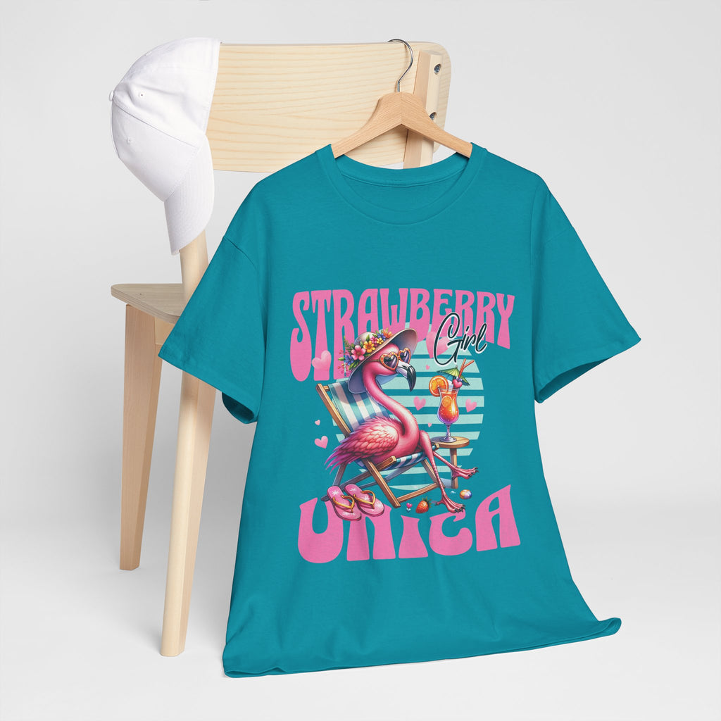 Strawberry Girl Unisex Heavy Cotton Tee - Summer Vibes T-Shirt