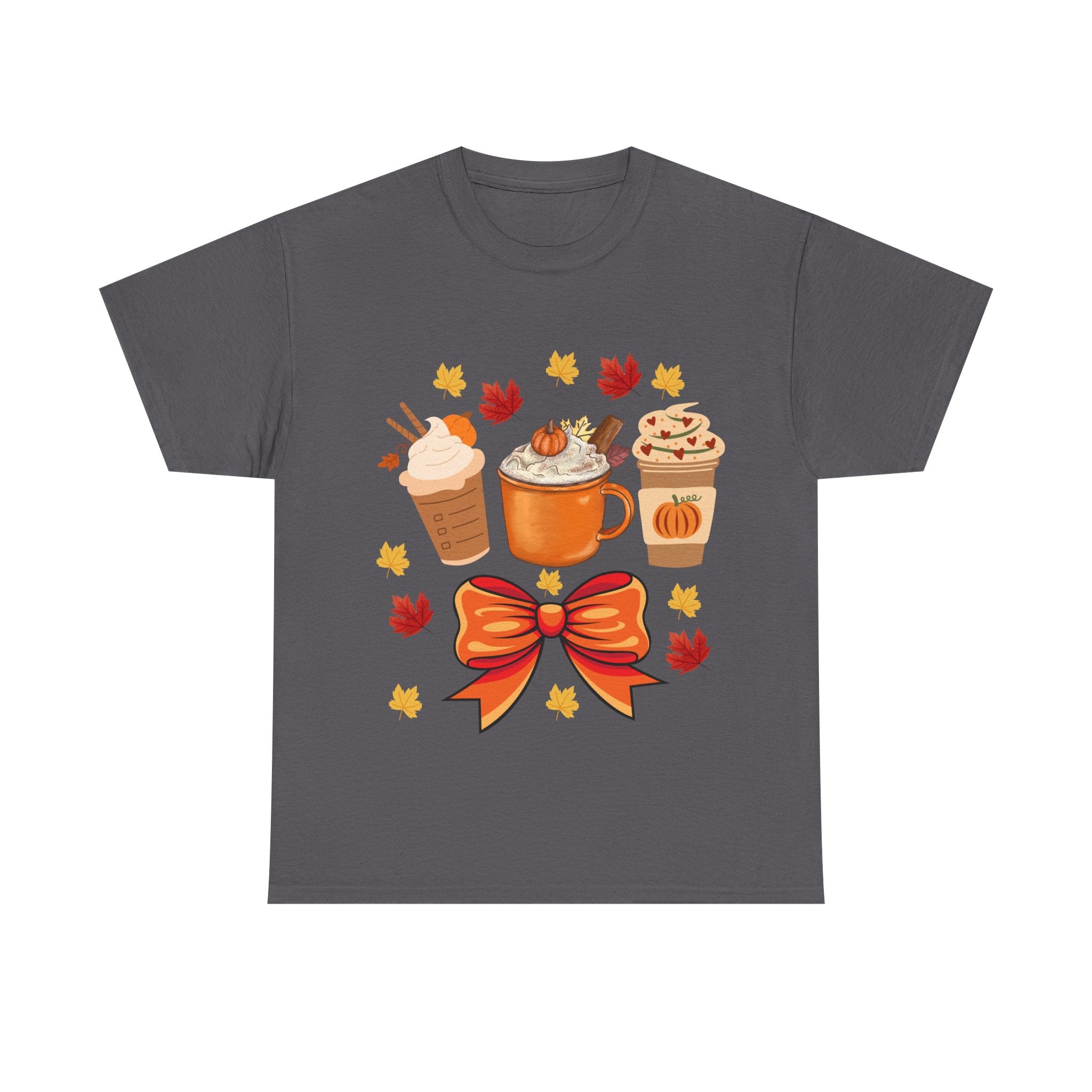 Fall-Themed Unisex Heavy Cotton Tee, Autumn Shirt, Pumpkin Spice Tee, Cozy Fall Apparel, Coffee Lover T-shirt
