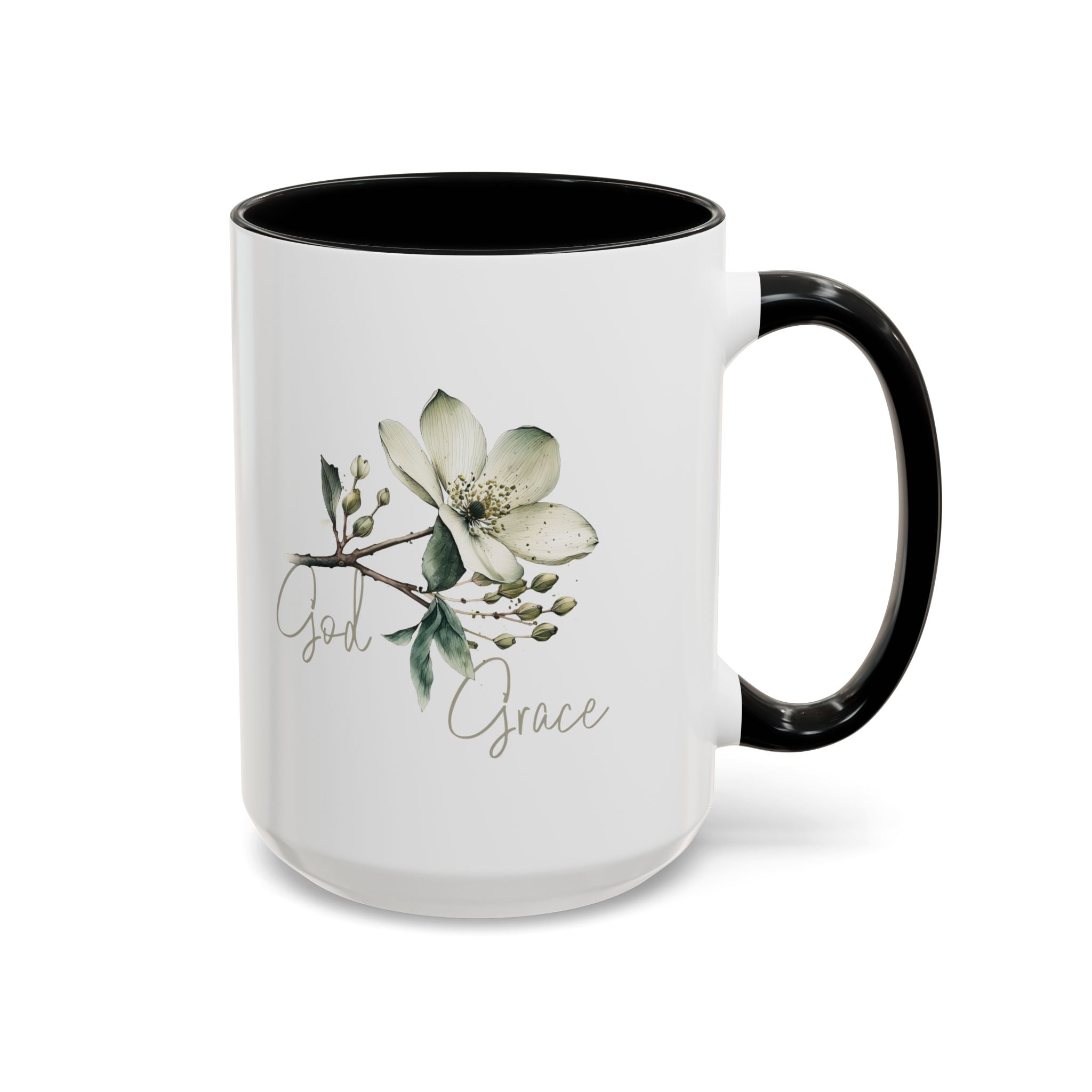 Floral Accent Coffee Mug | God Grace Gift, Nature-Inspired Tea Cup, Inspirational Drinkware for Home, Office, Mother's Day