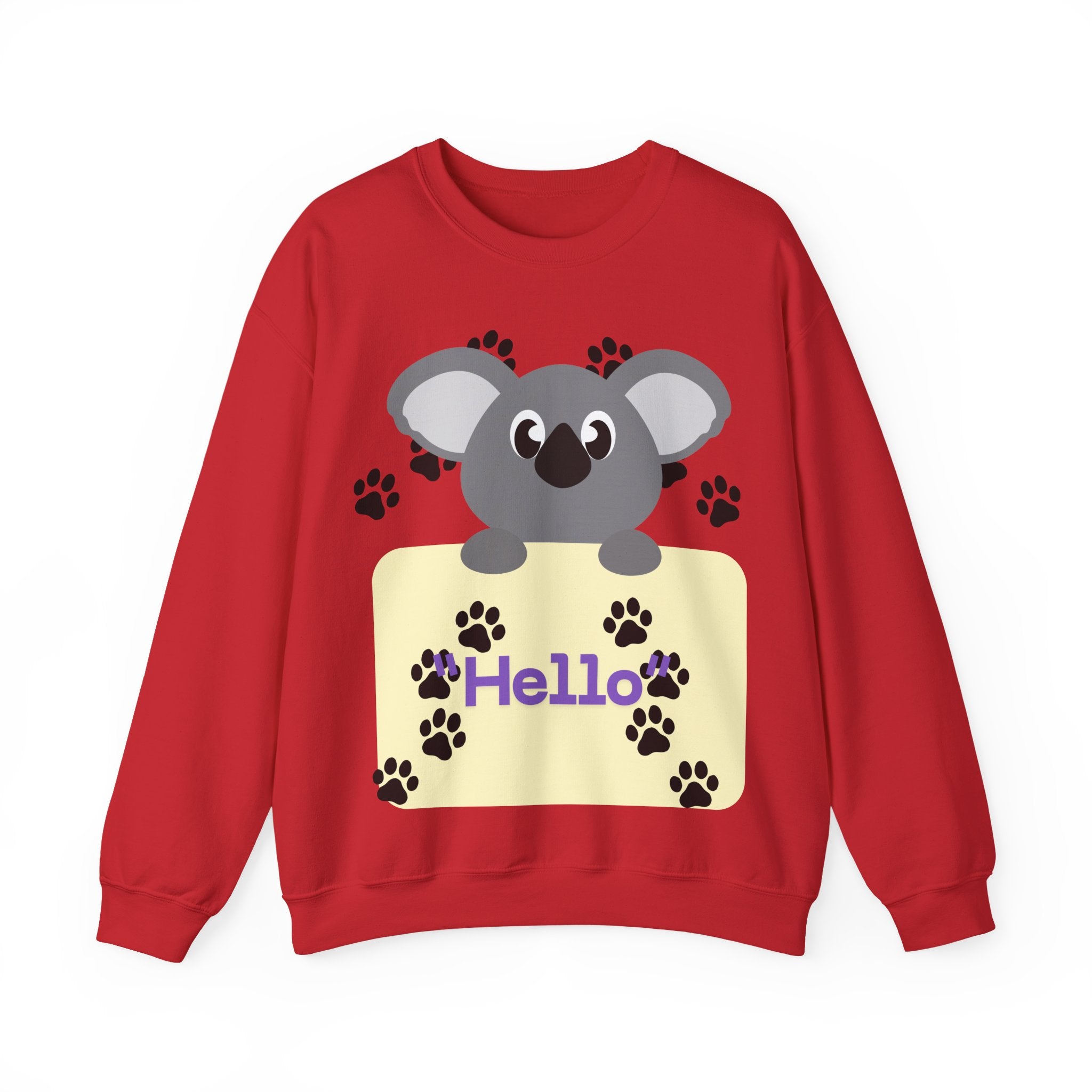 Cute Koala Hello Sweatshirt, Unisex Cozy Crewneck, Pet Lover Gift, Animal Lover Apparel, Fun Casual Wear, Cute Graphic Sweater