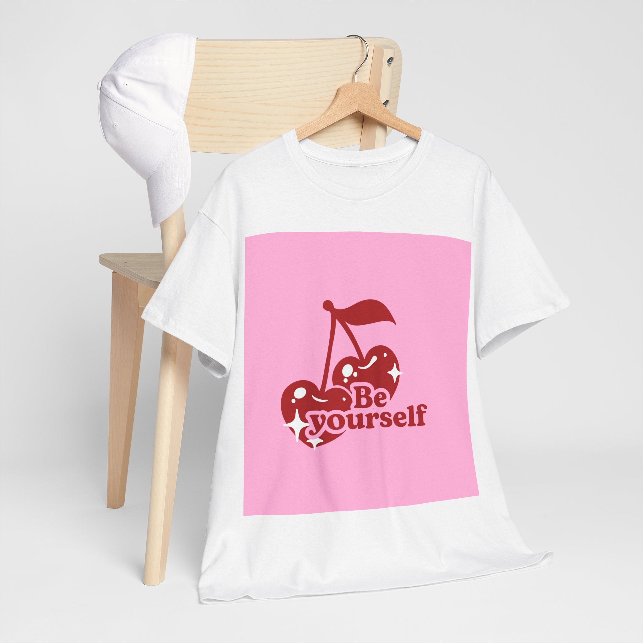 Be Yourself Cherry Graphic Tee, Unisex Cotton T-Shirt, Casual Wear, Gift for Friends, Positive Vibes, Ideal for Summer