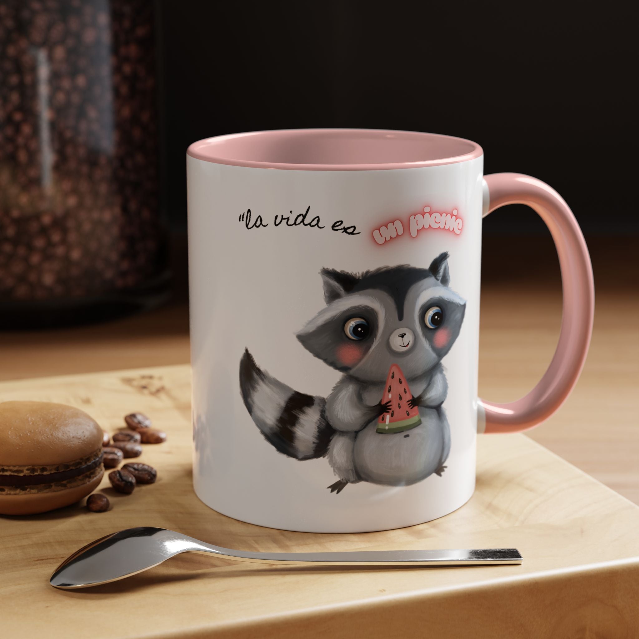 Raccoon-Themed Accent Coffee Mug | Cute Animal Mug for Home, Gift for Coffee Lovers, Nature Lovers, Birthday, Celebrate Life