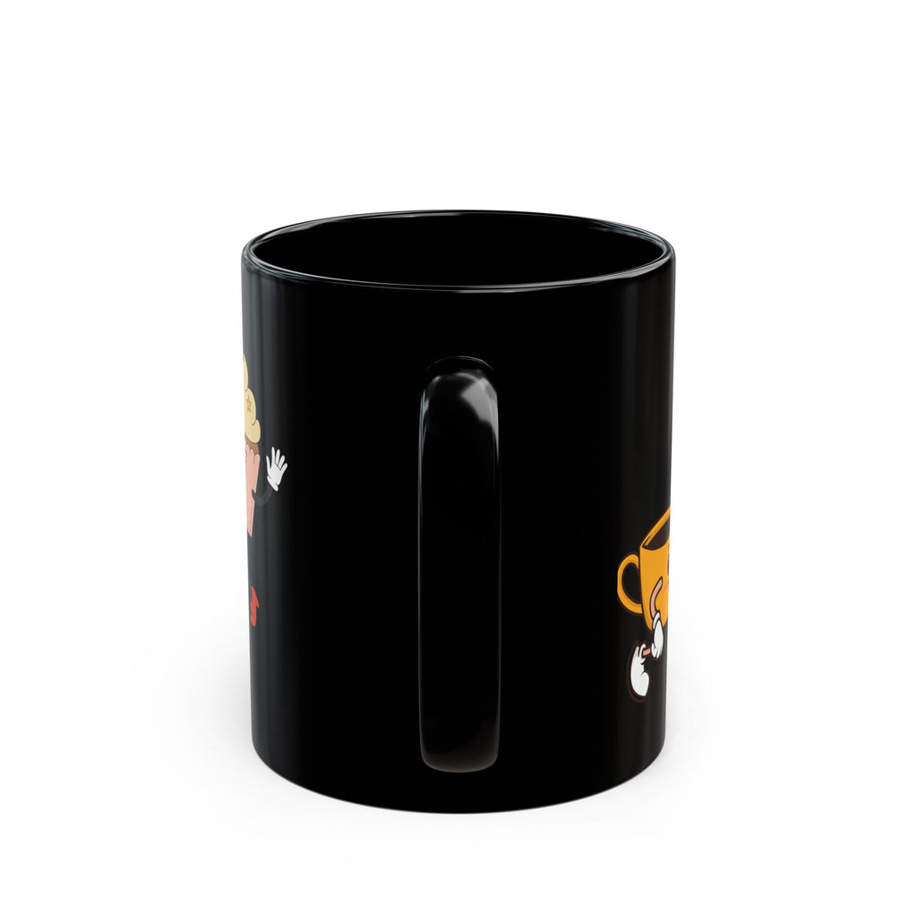 Cute Cup & Cupcake Love Mug — Whimsical Retro Coffee Gift (Black, 11oz/15oz)