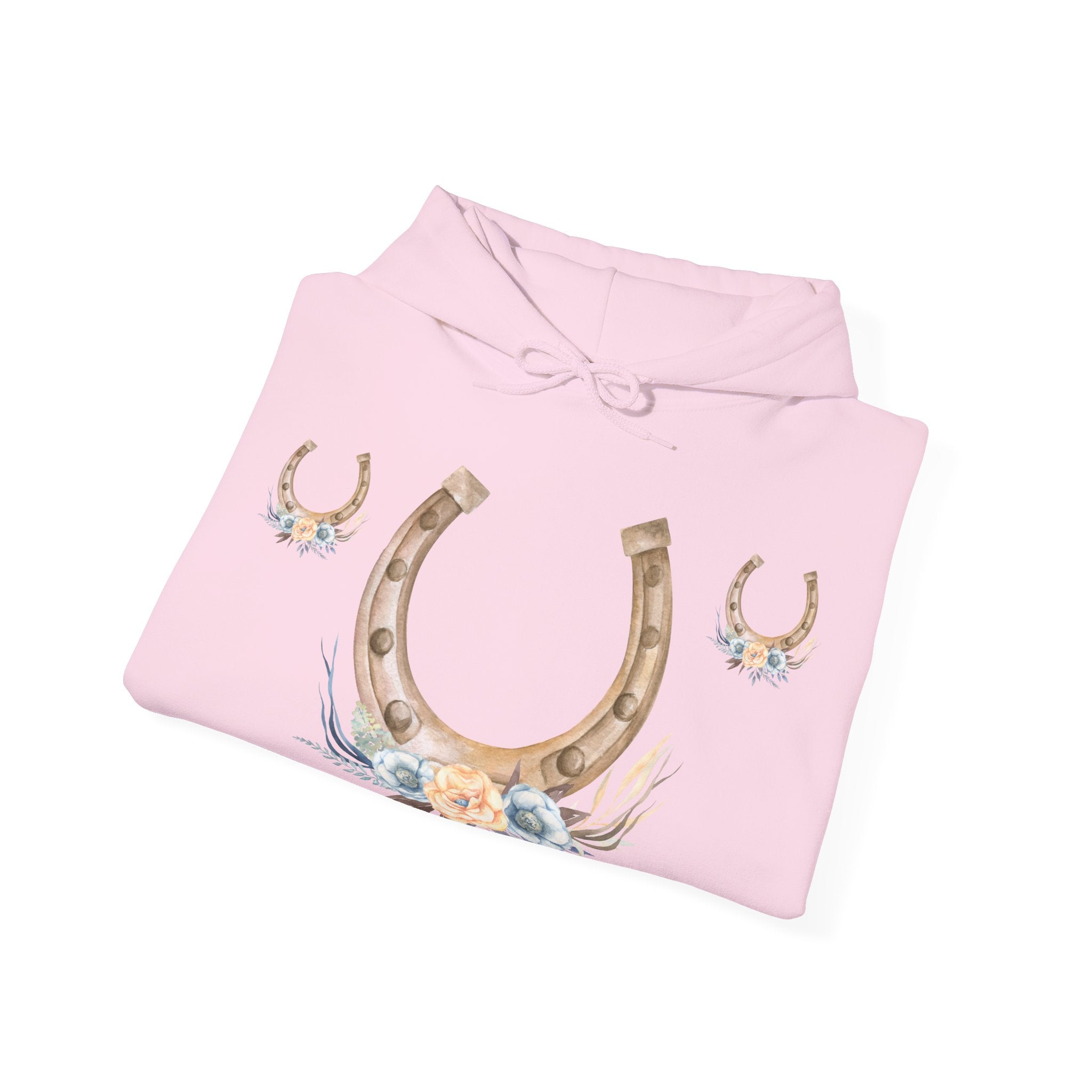 Equestrian Floral Horseshoe Hoodie, Cozy Unisex Sweatshirt, Gifts for Horse Lovers, Country Style Apparel, Birthday Gift, Festival Wear