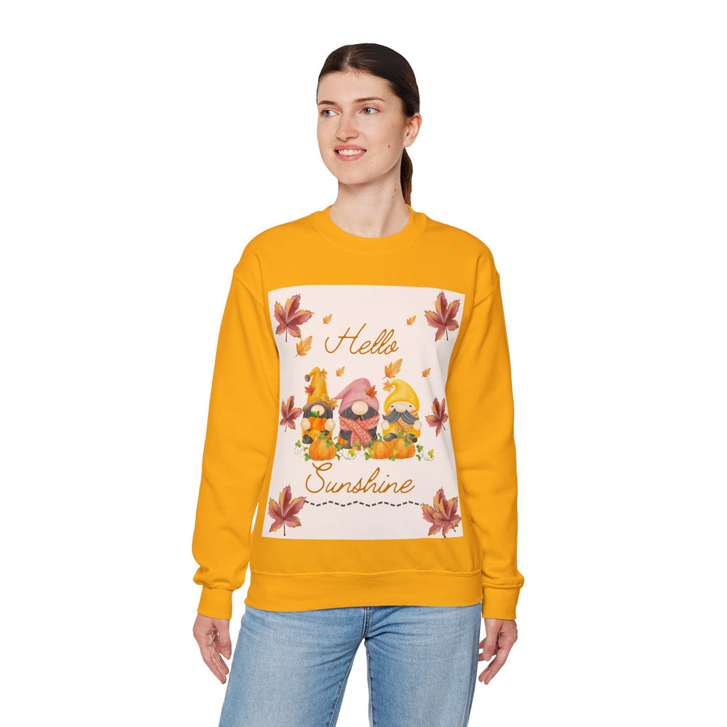 Hello Sunshine Fall Crewneck Sweatshirt, Cozy Autumn Apparel, Unisex Sweatshirt, Perfect for Thanksgiving, Gift for Nature Lovers