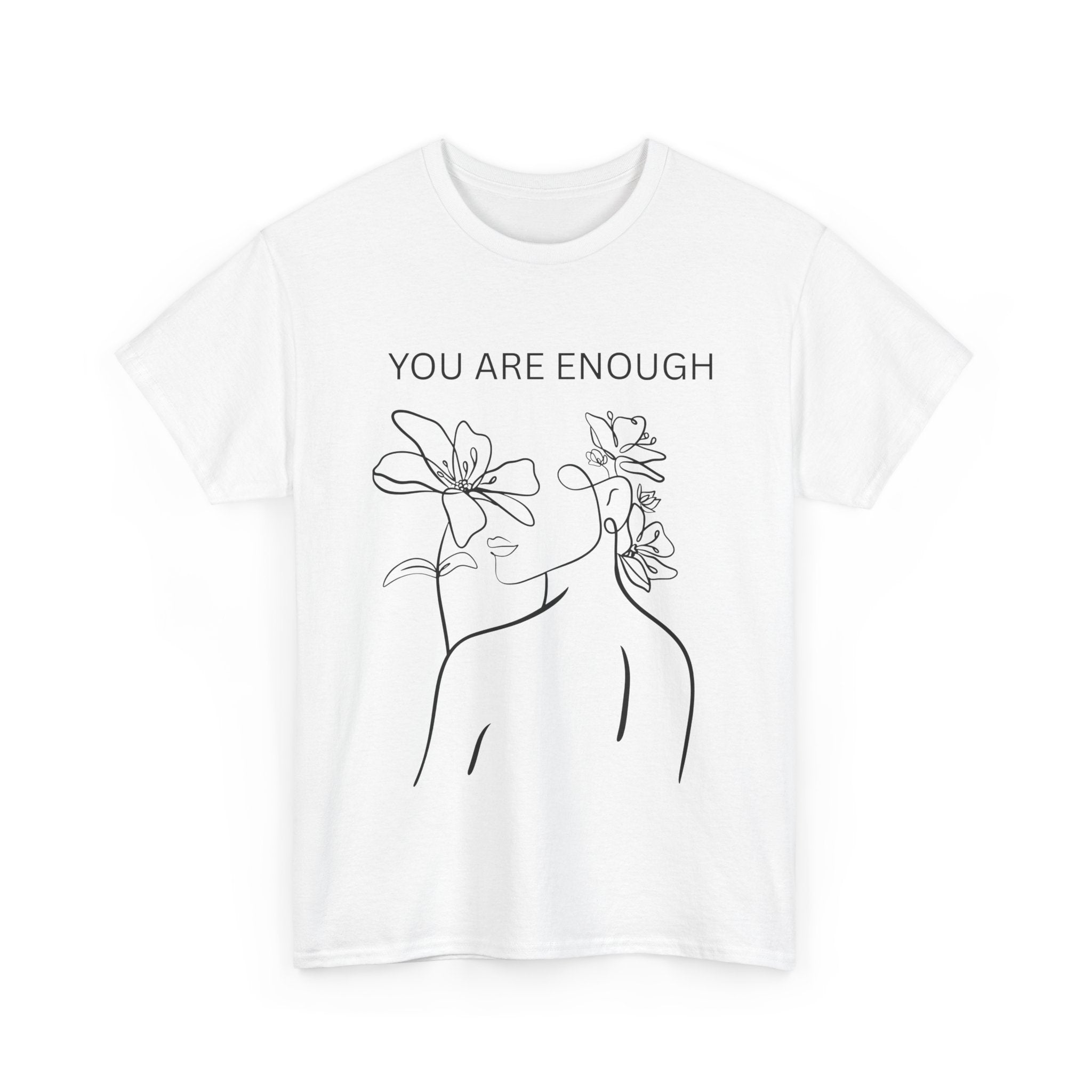 Inspirational Floral Tee, Unisex Heavy Cotton T-Shirt with 'You Are Enough' Design, Motivational Gift, Self-Love Apparel, Positive [...]