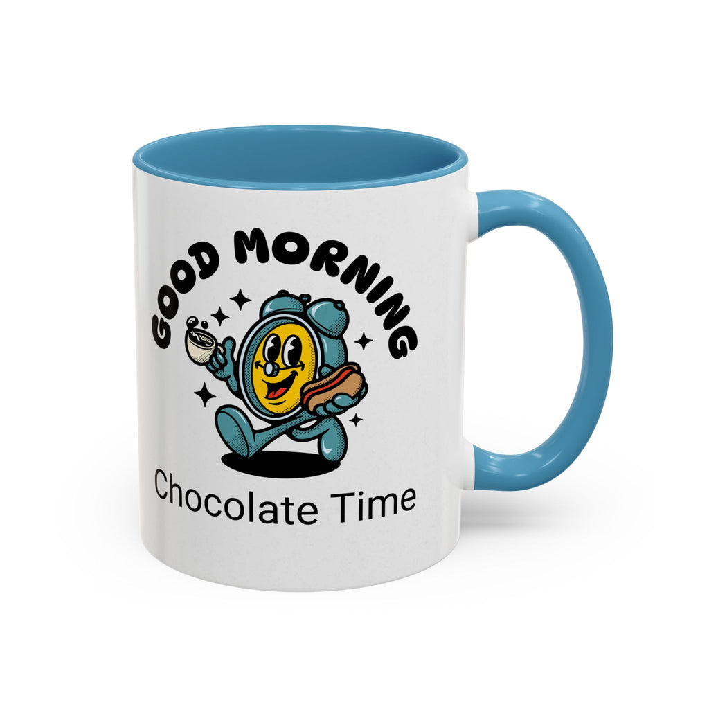 Cheerful Accent Coffee Mug, Good Morning Mug, Hot Beverage Cup, Chocolate Time Gift, Fun Kitchen Decor