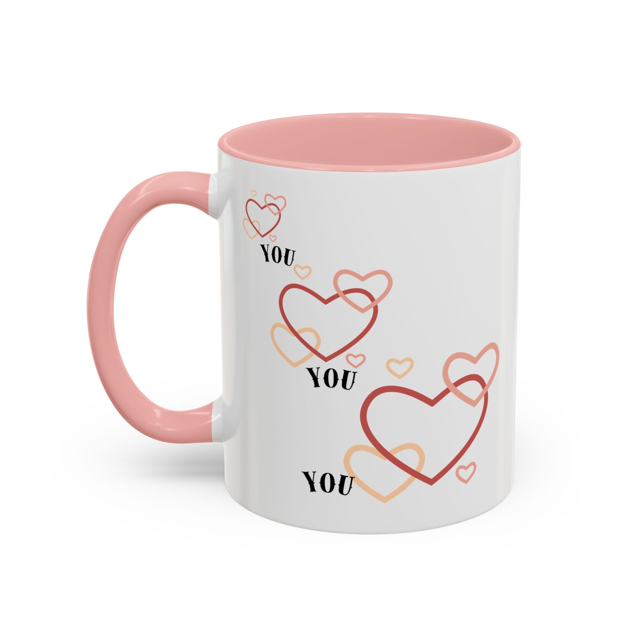 Love You Accent Coffee Mug, Valentine's Day Gift, Heart Mug, Cute Coffee Cup, Romantic Beverage Container