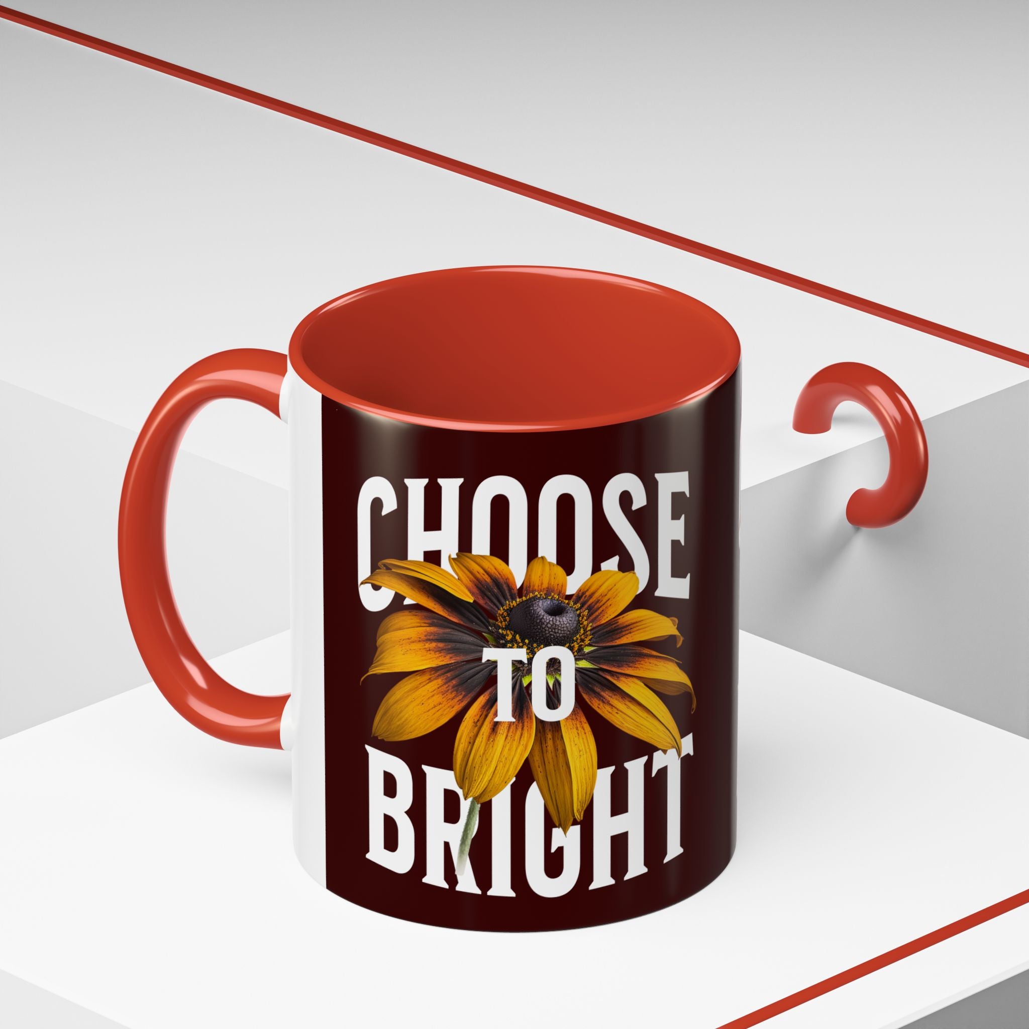 Choose to Be Bright Coffee Mug — Sunflower Accent Ceramic Mug (11/15oz)