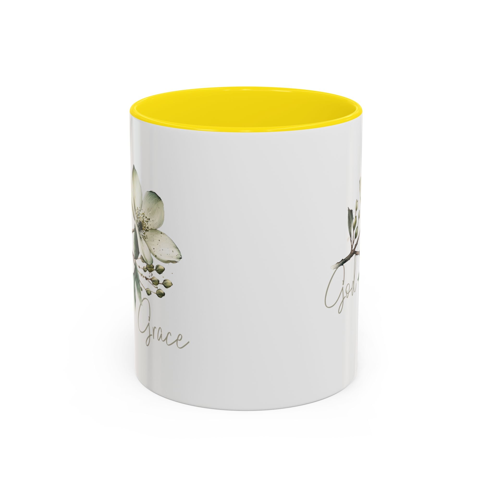 Floral Accent Coffee Mug | God Grace Gift, Nature-Inspired Tea Cup, Inspirational Drinkware for Home, Office, Mother's Day